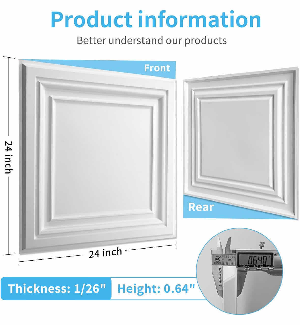 Photo 1 of NEW ART3D PVC CEILING TILES, 24” X 24”, WHITE (12-PACK)