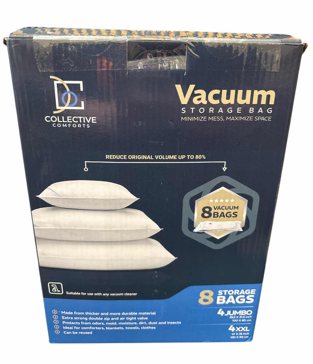 Photo 1 of NEW COLLECTIVE COMFORTS 8-PACK VACUUM SEAL STORAGE BAGS (4 JUMBO 39.5” x 31.5”, 4 XXL 47” X 35”)
