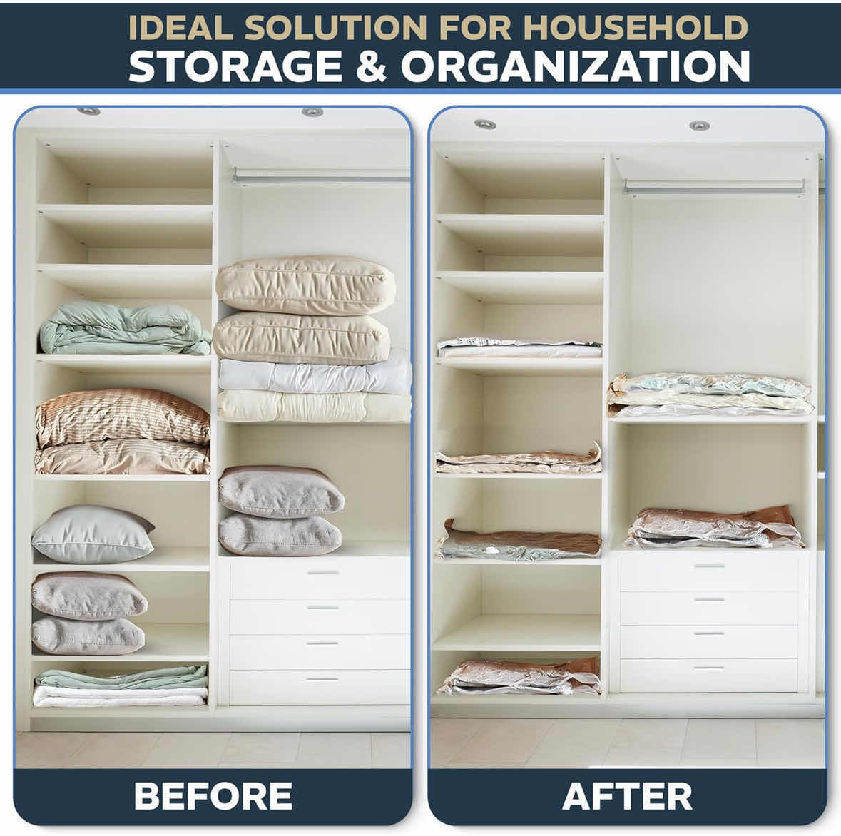 Photo 1 of NEW COLLECTIVE COMFORTS 8-PACK VACUUM SEAL STORAGE BAGS (4 JUMBO 39.5” x 31.5”, 4 XXL 47” X 35”)