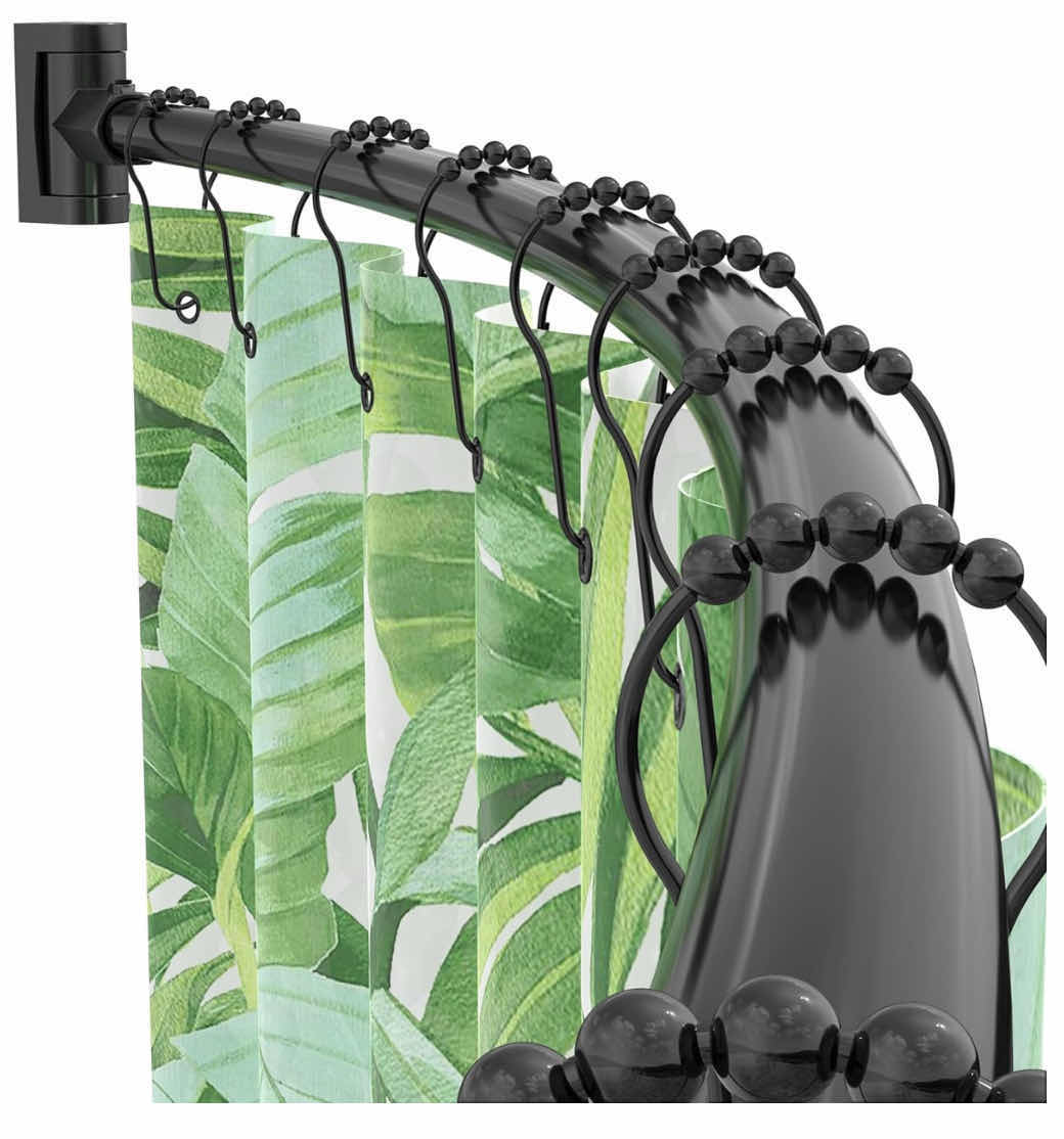 Photo 1 of NEW PRETTY HOME ADJUSTABLE ARCHED/CURVED SHOWER CURTAIN ROD, RUSTPROOF EXPANDABLE ALUMINUM METAL SHOWER ROD 38”-72”, BLACK (NEED TO DRILL)