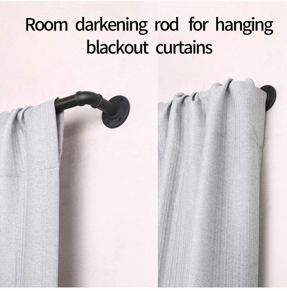 Photo 1 of NEW INDUSTRIAL CURTAIN ROD FOR WINDOWS 66” - 120”, RUSTIC WRAP AROUND CURTAIN ROD (MATTE BLACK 86”-144”)
