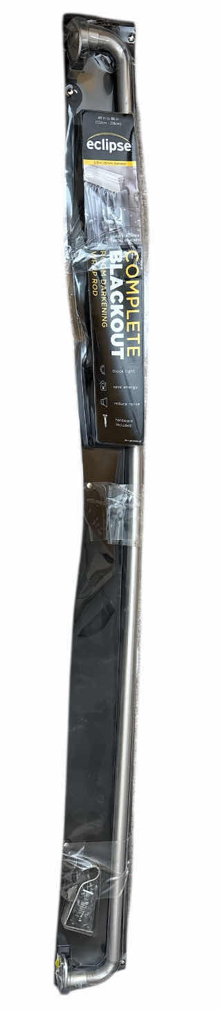 Photo 1 of NEW ECLIPSE CLINTON 5/8” BLACKOUT WRAP CURTAIN ROD 48”-86” (SATIN SILVER)
