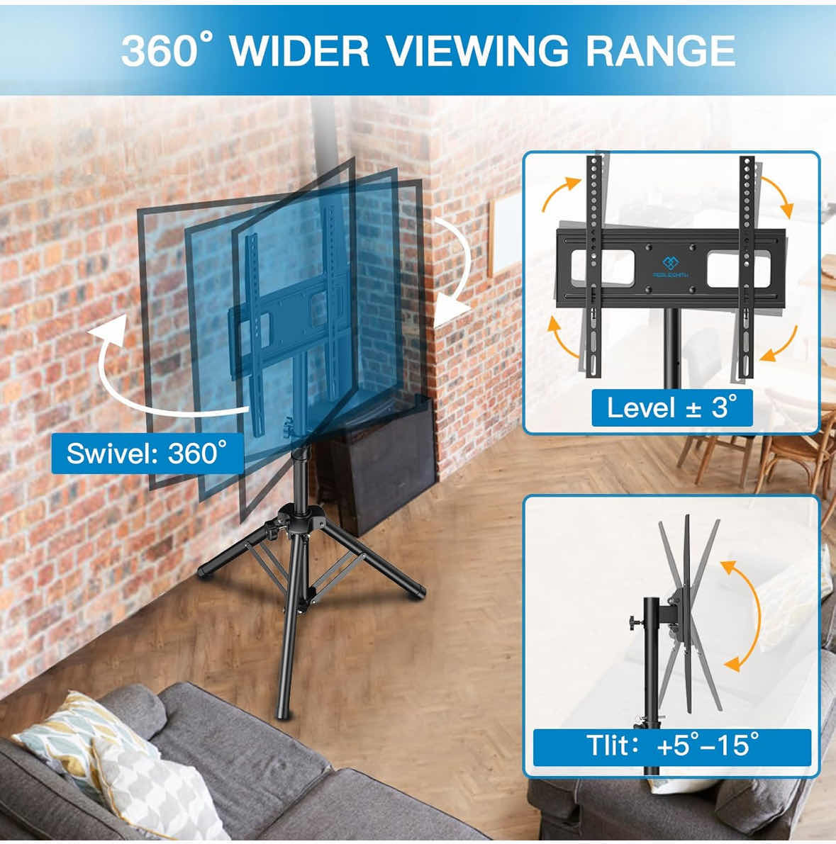 Photo 1 of NEW PERLESMITH FLOOR TV TRIPOD STAND FOR 23”-70” FLAT SCREEN TV, HEIGHT ADJUSTABLE HOLDS UP TO 88 LBS (PSTM1)