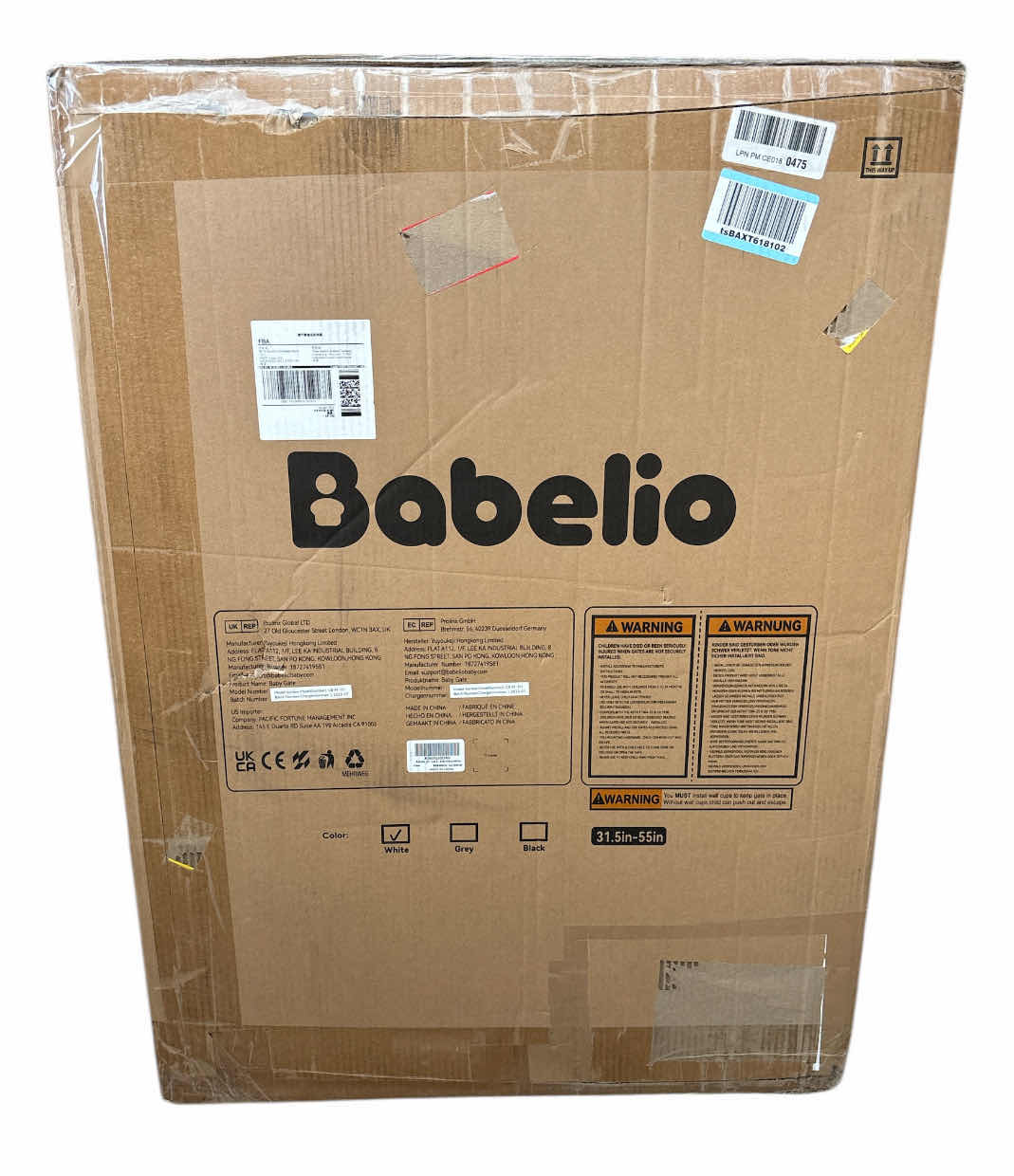 Photo 1 of NEW BABELIO EXTRA WIDE BABY GATE 31.5”-55” NO BOTTOM BAR, 2-IN-1 AUTO CLOSE DOG GATE FOR HOUSE, STAIRS & DOORWAYS W LARGE WALK-THROUGH DOOR (WHITE, MODEL #CB-M-101)