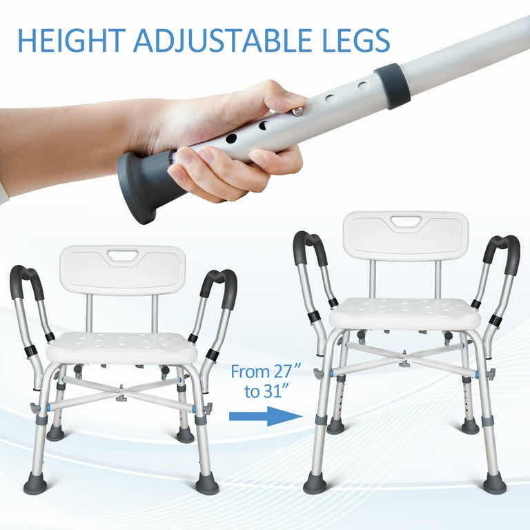 Photo 1 of NEW HEAVY DUTY SHOWER/BATH CHAIR W ARMS W REINFORCED CROSSING BAR, 18” X 24” H27”-31.5” (550 LB CAPACITY)
