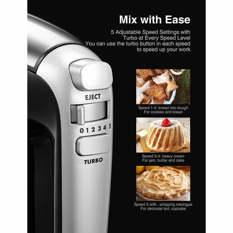 Photo 1 of NEW PHONECT ELECTRIC STAND MIXER W DETACHABLE HAND MIXER, 3.7 QT STAINLESS STEEL ROTATING BOWL, 5 SPEED & TURBO FUNCTION W 2 BEATERS/2 DOUGH HOOKS, 250W (BLACK)