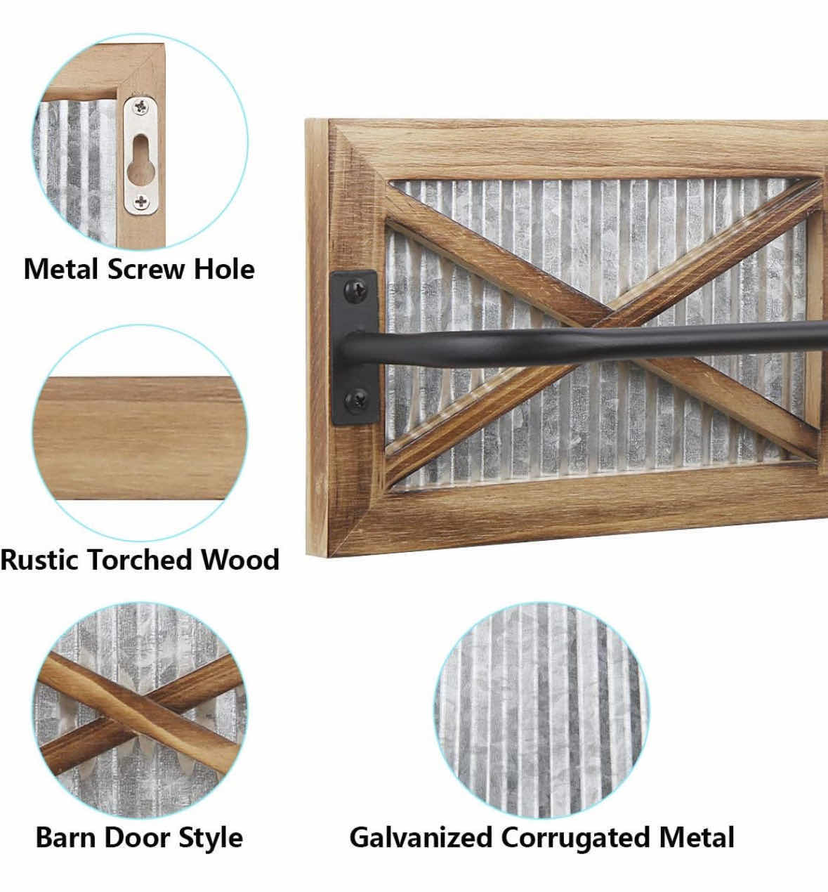 Photo 1 of NEW RUSTIC BATHROOM TOWEL RACK, WEATHERED WOOD & CORRUGATED GALVANIZED METAL FARMHOUSE RACK 3” X 16” H6”