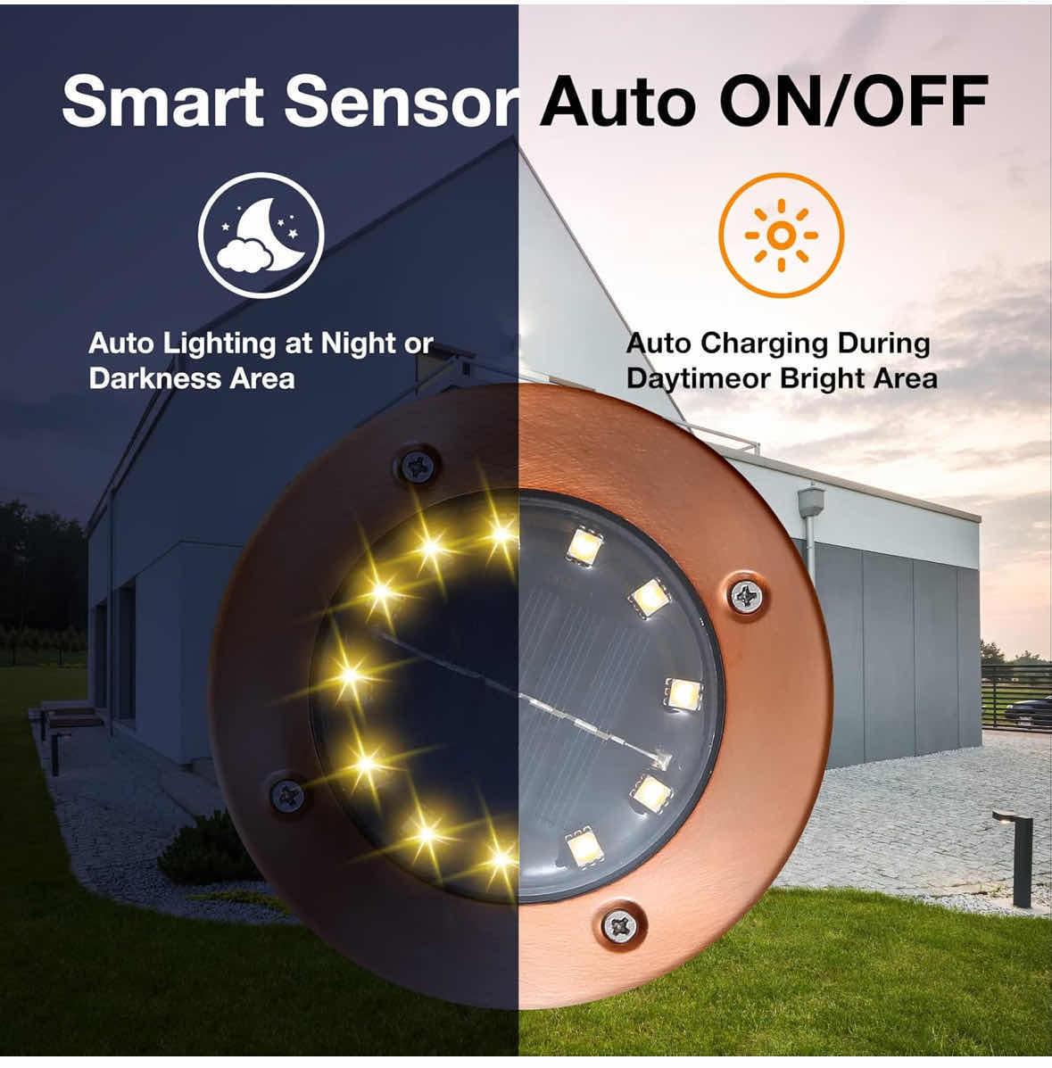 Photo 1 of NEW SOLAR OUTDOOR IN-GROUND LIGHTS, 6-PACK 12 LED DISC LIGHTS FOR PATHWAY/YARD (BRONZE)