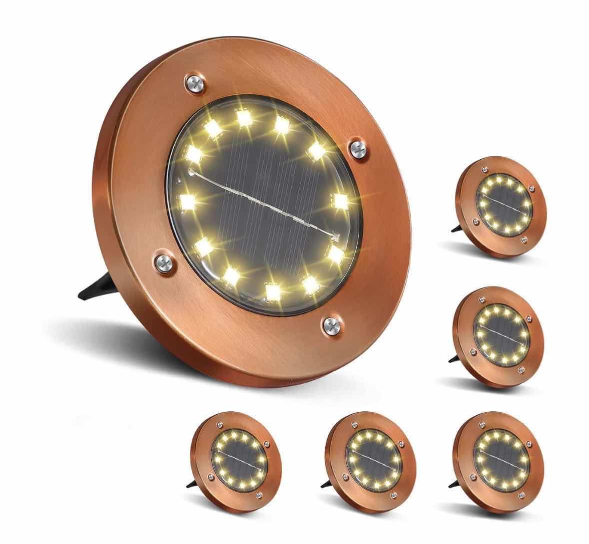 Photo 1 of NEW SOLAR OUTDOOR IN-GROUND LIGHTS, 6-PACK 12 LED DISC LIGHTS FOR PATHWAY/YARD (BRONZE)