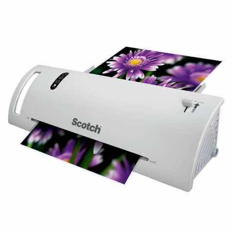 Photo 1 of SCOTCH THERMAL LAMINATOR (WHITE, TL902) & SCOTCH 65 CT 9” X 11” THERMAL LAMINATING CLEAR POUCHES (APPROX 65 CT)