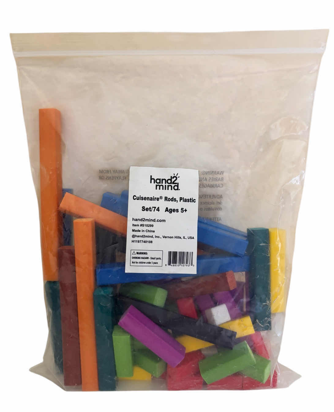 Photo 1 of HAND2MIND PLASTIC CUISENAIRE RODS INDIVIDUAL SET, MATH MANIPULATIVES/MATH BLOCKS/FRACTION BARS (74 PCS)