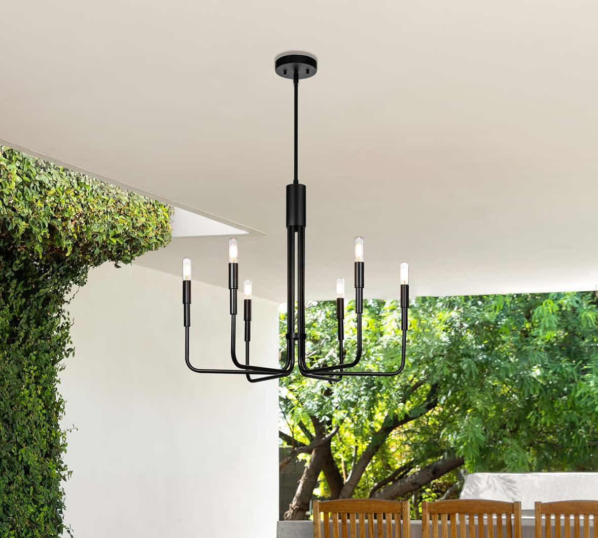 Photo 1 of NEW XiNBEi-LIGHTING 6 LIGHT CHANDELIER, VINTAGE PENDANT LIGHTING, MATTE BLACK FINISH (XB-C1213-6-MBK)