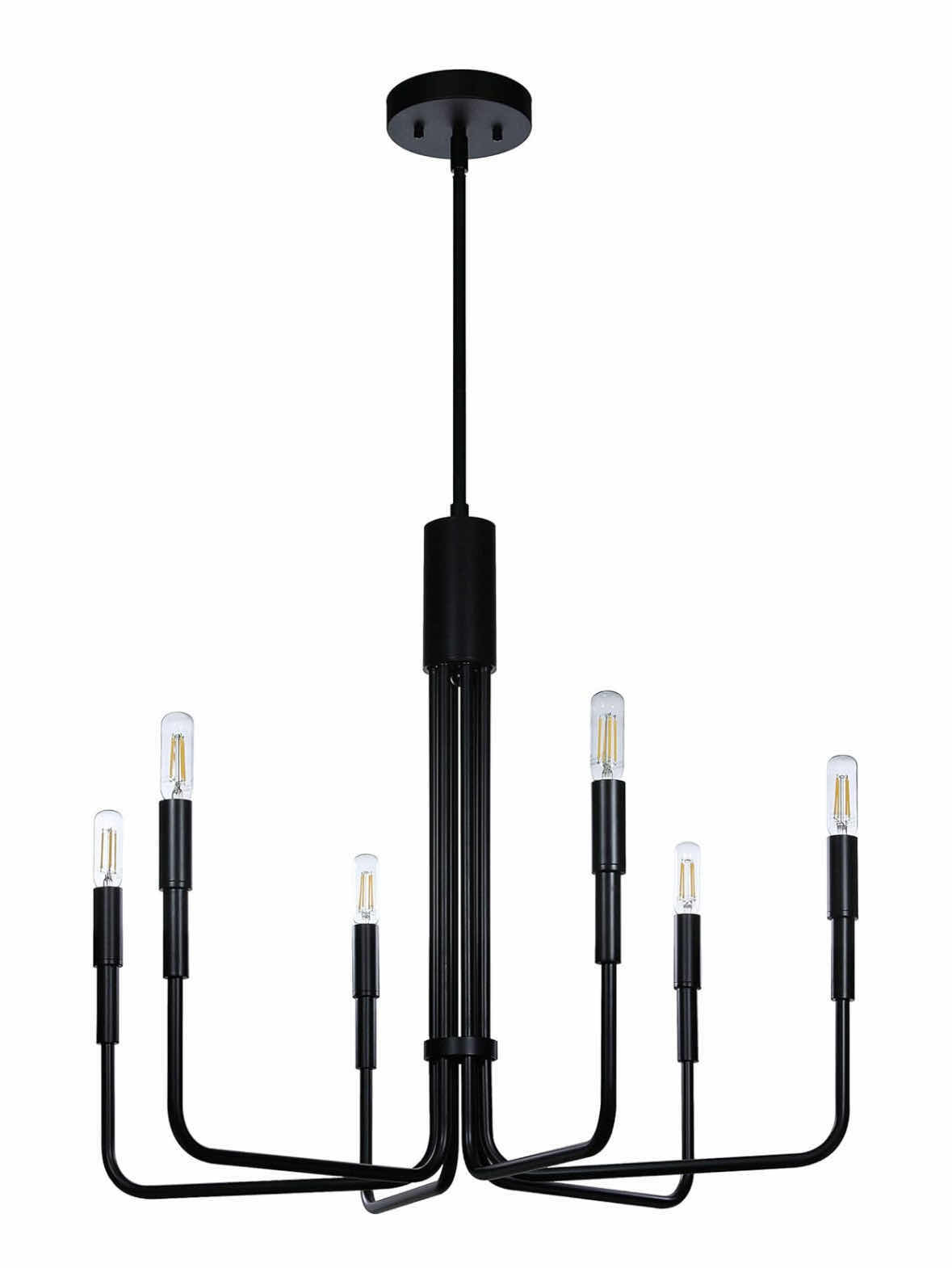Photo 1 of NEW XiNBEi-LIGHTING 6 LIGHT CHANDELIER, VINTAGE PENDANT LIGHTING, MATTE BLACK FINISH (XB-C1213-6-MBK)