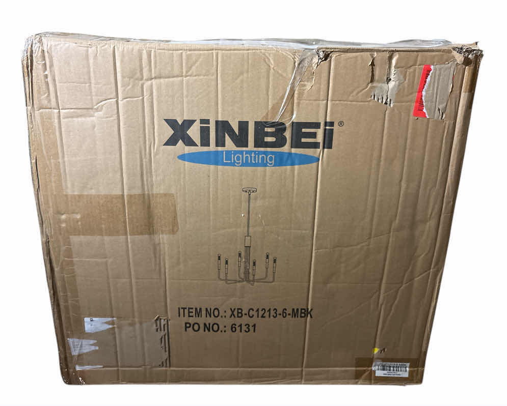 Photo 1 of NEW XiNBEi-LIGHTING 6 LIGHT CHANDELIER, VINTAGE PENDANT LIGHTING, MATTE BLACK FINISH (XB-C1213-6-MBK)