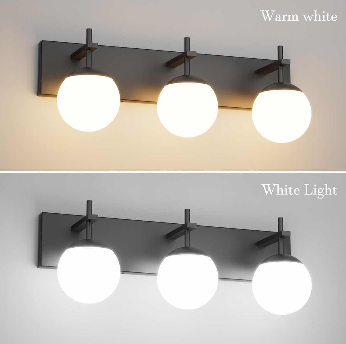 Photo 1 of NEW RALBAY 3-LIGHT MID CENTURY MODERN 22” VANITY LIGHT FIXTURE W MILKY GLASS GLOBE SHADES, BLACK