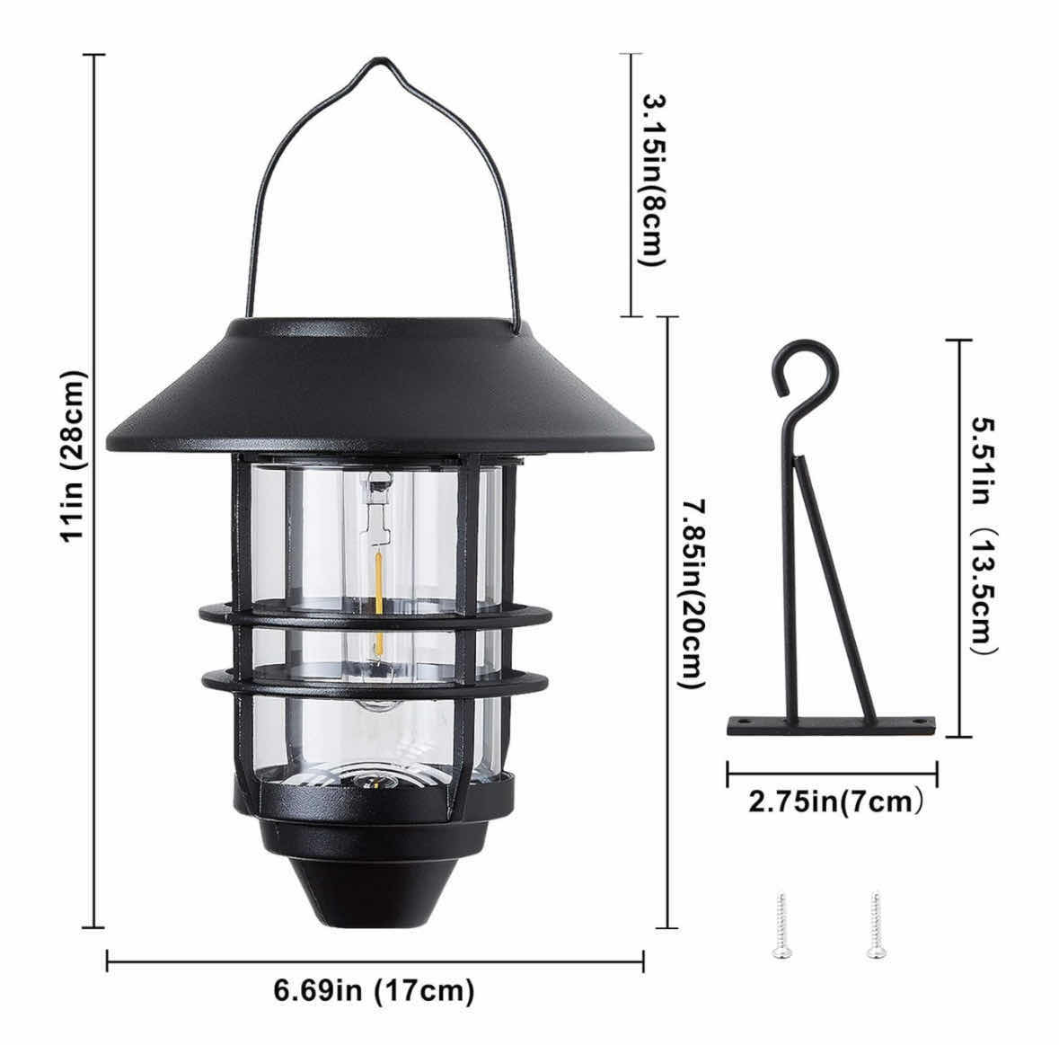 Photo 1 of NEW 2-PACK OF SOLAR OUTDOOR HANGING LANTERN LIGHTS W WALL MOUNT KIT, BLACK
