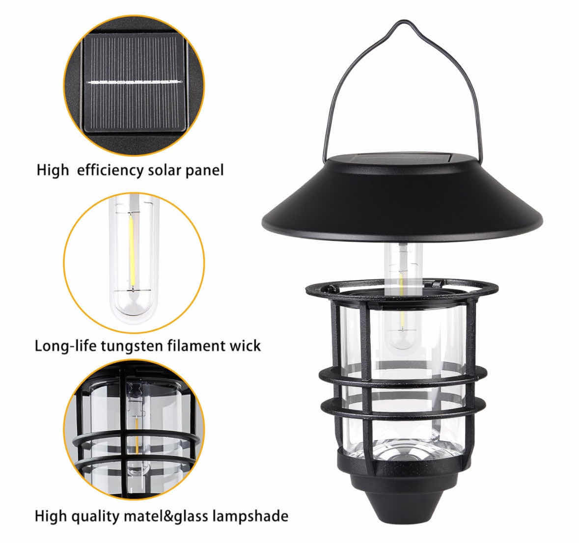 Photo 1 of NEW 2-PACK OF SOLAR OUTDOOR HANGING LANTERN LIGHTS W WALL MOUNT KIT, BLACK