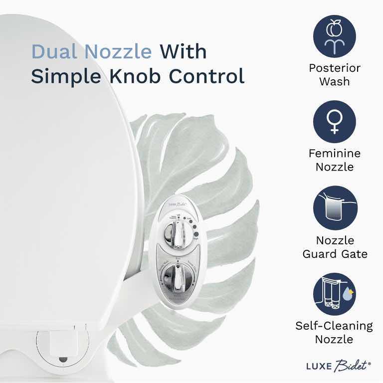 Photo 1 of NEW LUXE BIDET SELF-CLEANING, DUAL NOZZLE NON-ELECTRIC BIDET ATTACHMENT FOR TOILET SEAT, REAR & FEMININE WASH (W85 PEARL GREY)