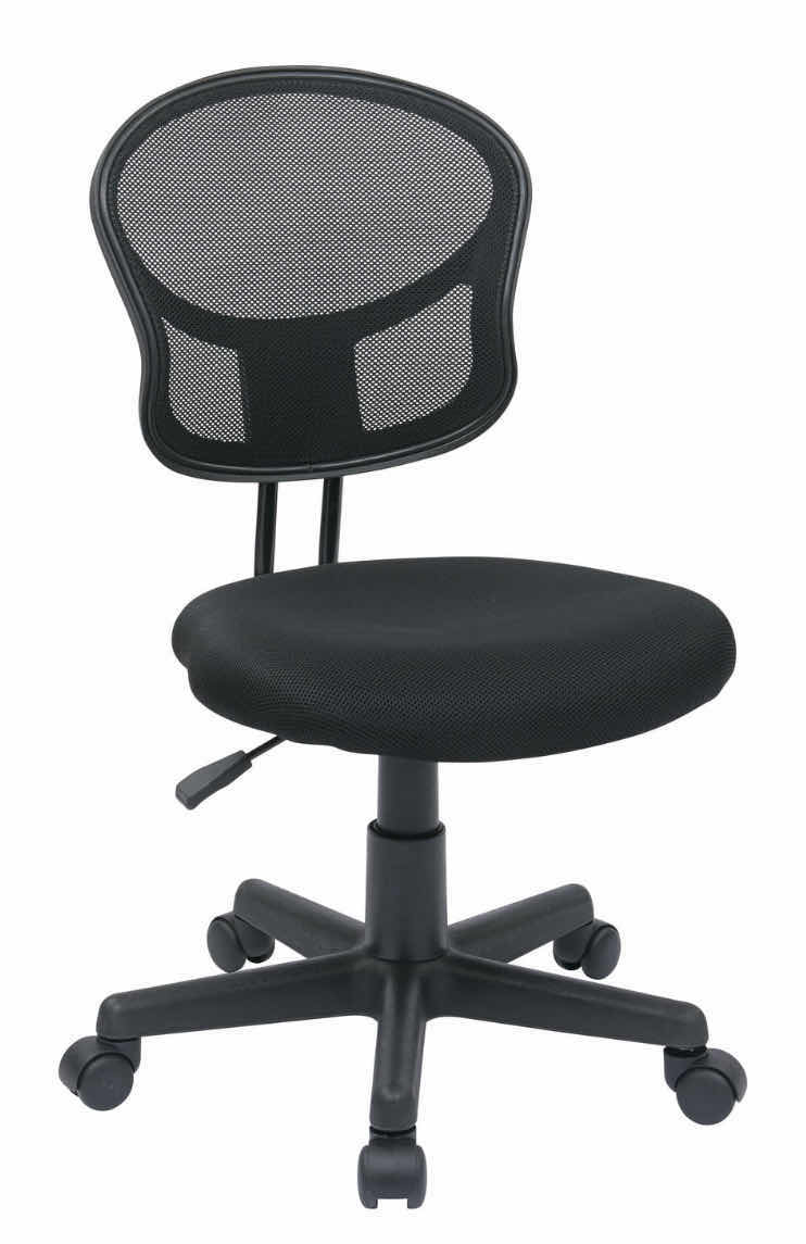 Photo 1 of OSP FURNISHINGS MESH BACK ARMLESS OFFICE CHAIR W PNEUMATIC SEAT HEIGHT ADJUSTMENT & 360 SWIVEL, BLACK