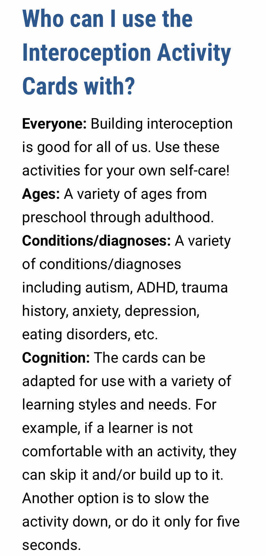 Photo 1 of THE INTEROCEPTION ACTIVITY CARD SET, 170 CARDS