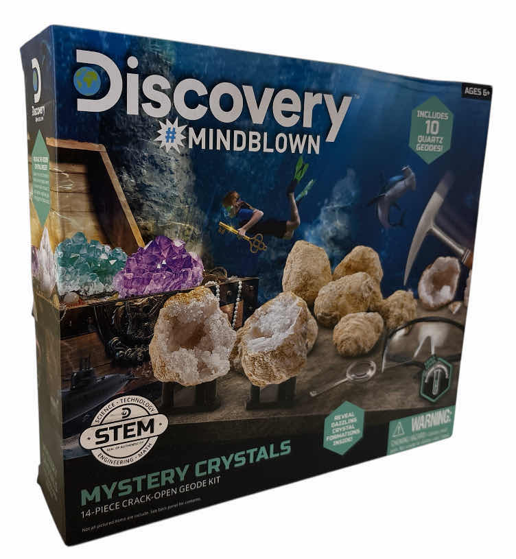 Photo 1 of NEW DISCOVERY #MINDBLOWN MYSTERY CRYSTALS 14 PC CRACK-OPEN GEODE KIT, STEM SET FOR CHILDREN