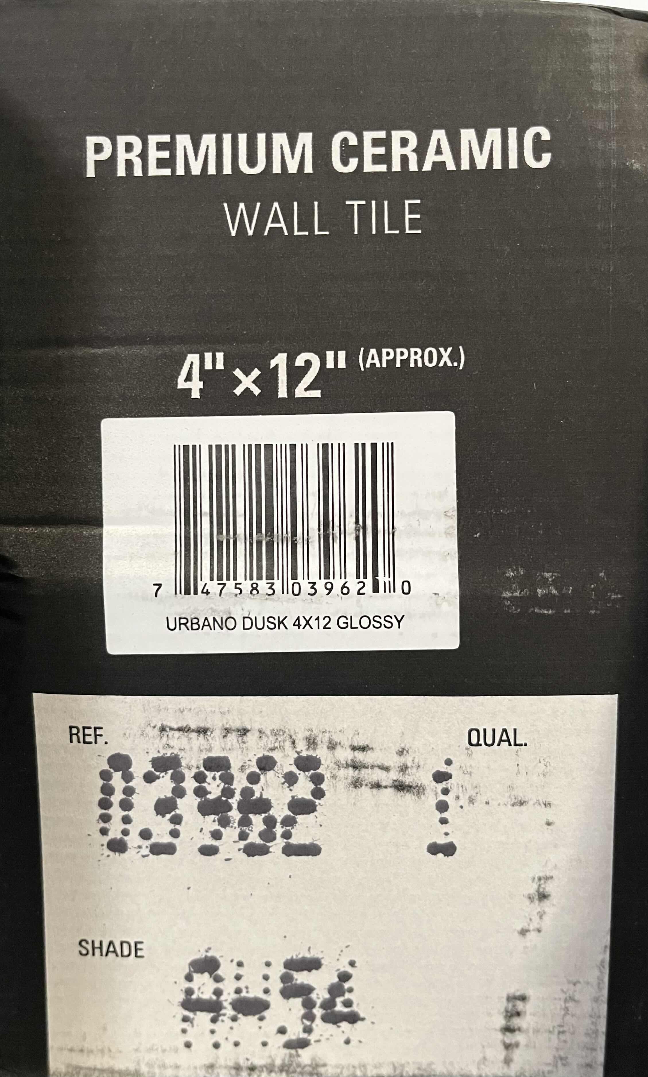 Photo 1 of MSI PREMIUM URBANO DUSK GLOSSY FINISH CERAMIC WALL TILE 4” X 12”  (9.69SQFT PER CASE/36CASES APPROX. 348.84SQFT TOTAL) READ NOTES