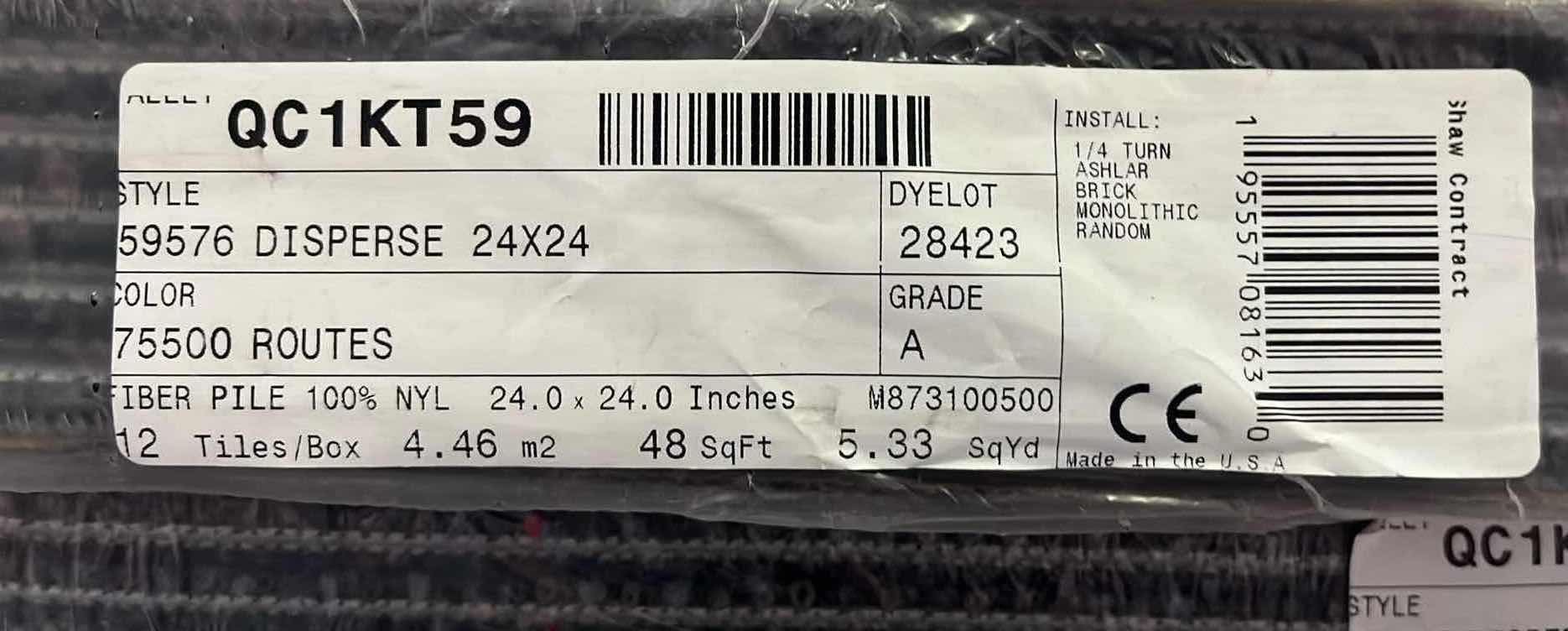 Photo 1 of SHAW ROUTES FINISH CARPET TILE 24” X 24” (48SQFT PER CASE/10CASES APPROX 480SQFT TOTAL) READ NOTES