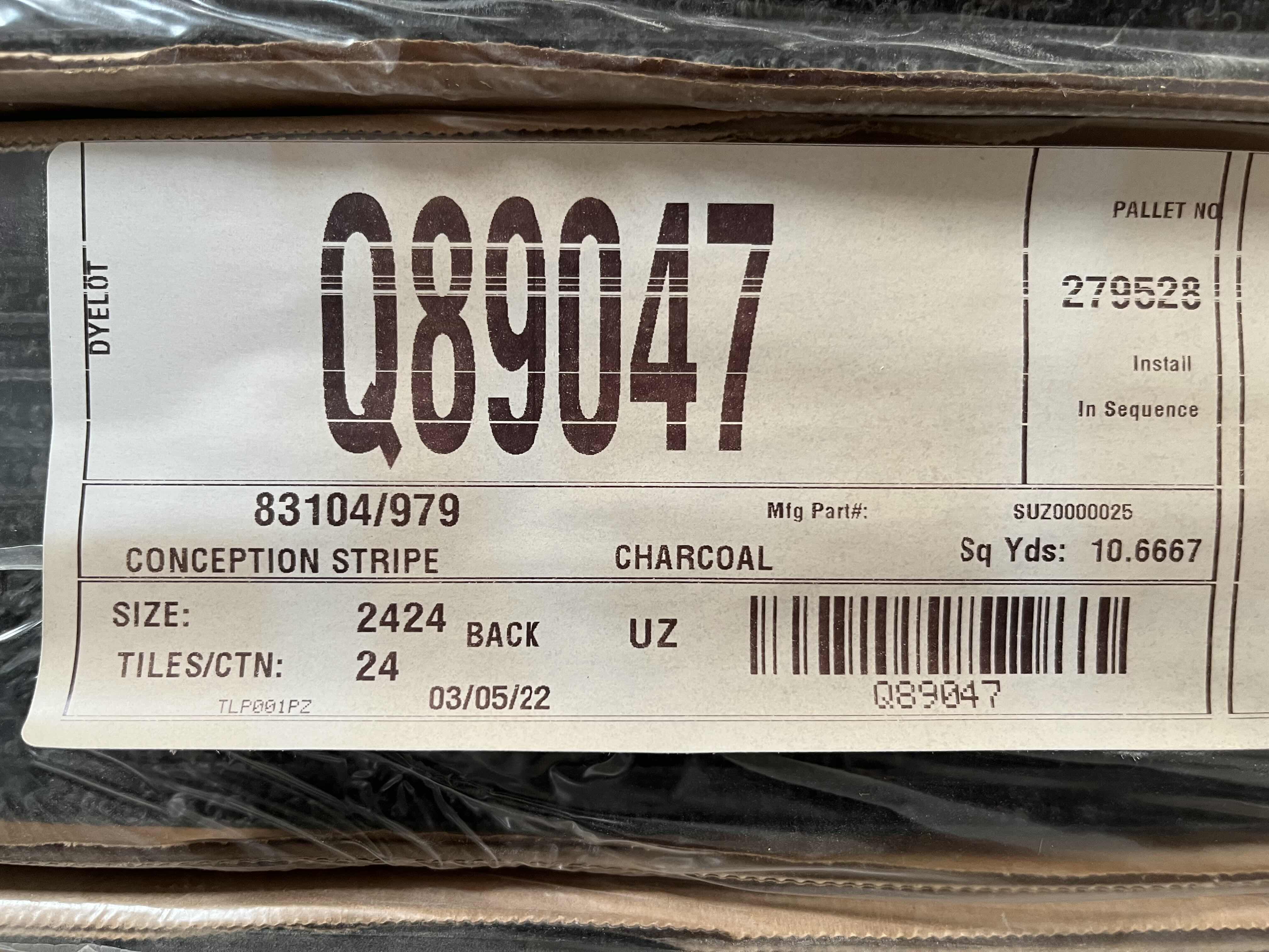 Photo 1 of MOHAWK CONCEPT STRIPE CHARCOAL FINISH CARPET TILE 24” X 24” (96SQFT PER CASE/5CASES APPROX 480SQFT TOTAL) READ NOTES