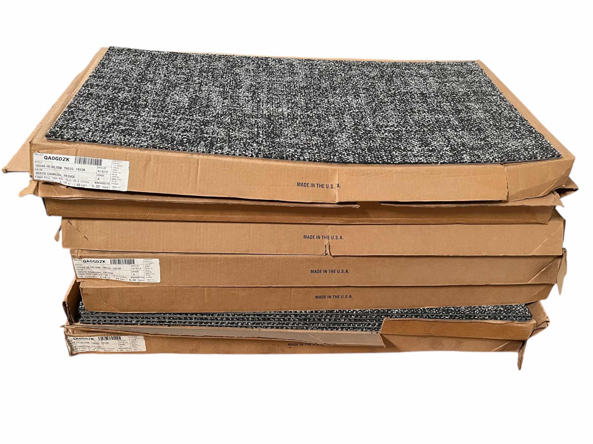 Photo 1 of PATCRAFT HEIRLOOM TWEED CHARCOAL FRINGE FINISH CARPET TILE 18” X 36” (45SQFT PER CASE/7CASES APPROX. 315SQFT TOTAL) READ NOTES