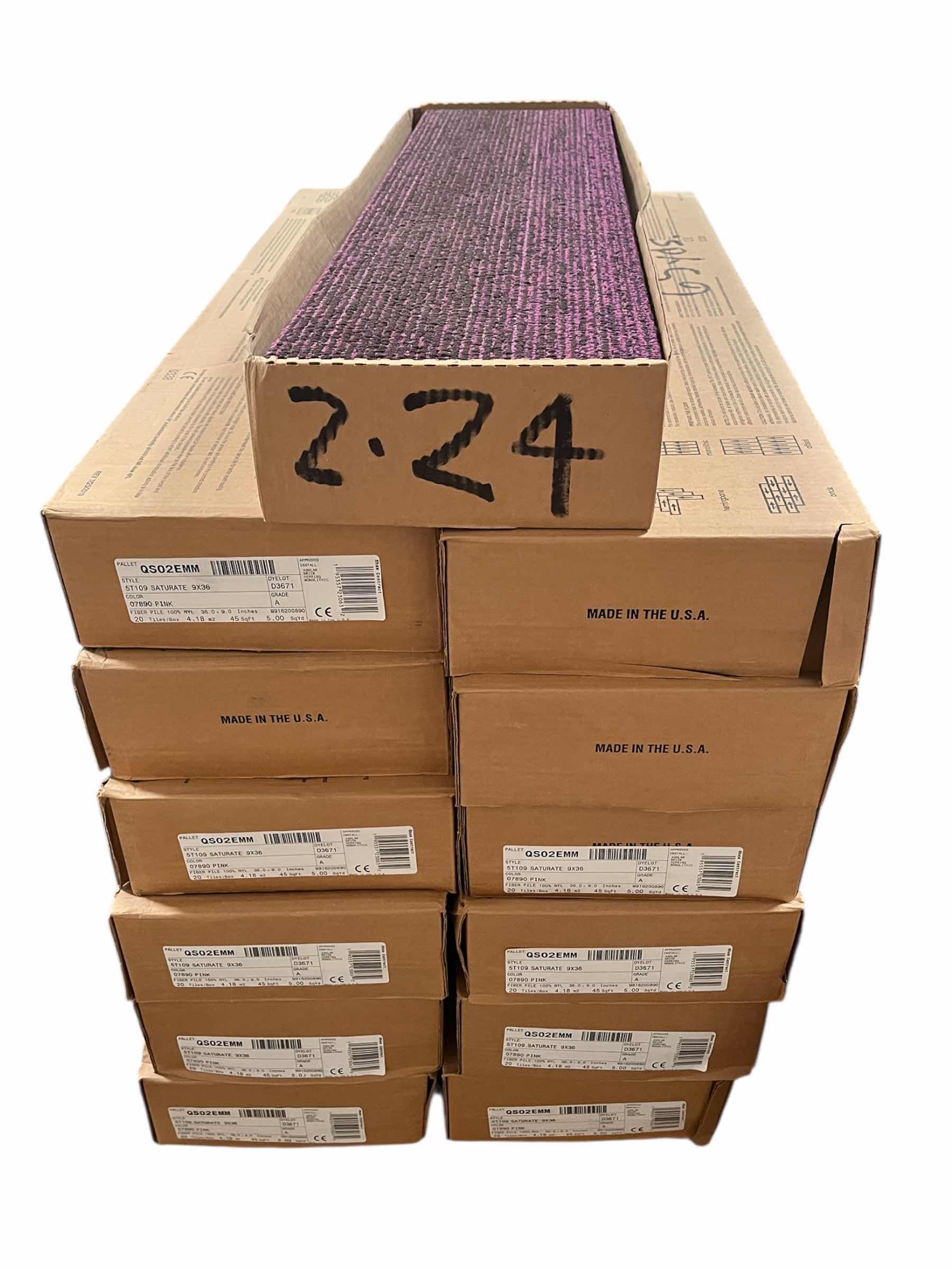 Photo 1 of SHAW SATURATE PINK FINISH CARPET TILE 9” X 36” (45SQFT PER CASE/13CASES APPROX. 585SQFT TOTAL) READ NOTES