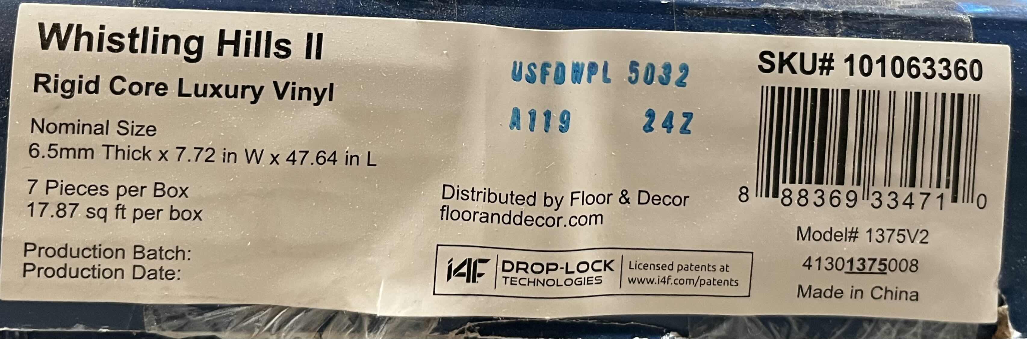 Photo 1 of NUCORE RIGID CORE WHISTLING HILLS ll FINISH FLOAT/ CLICK VINYL PLANKS 7.72” X 47.64” (17.87SQFT PER CASE/7CASES APPROX 125.09SQFT TOTAL) READ NOTES