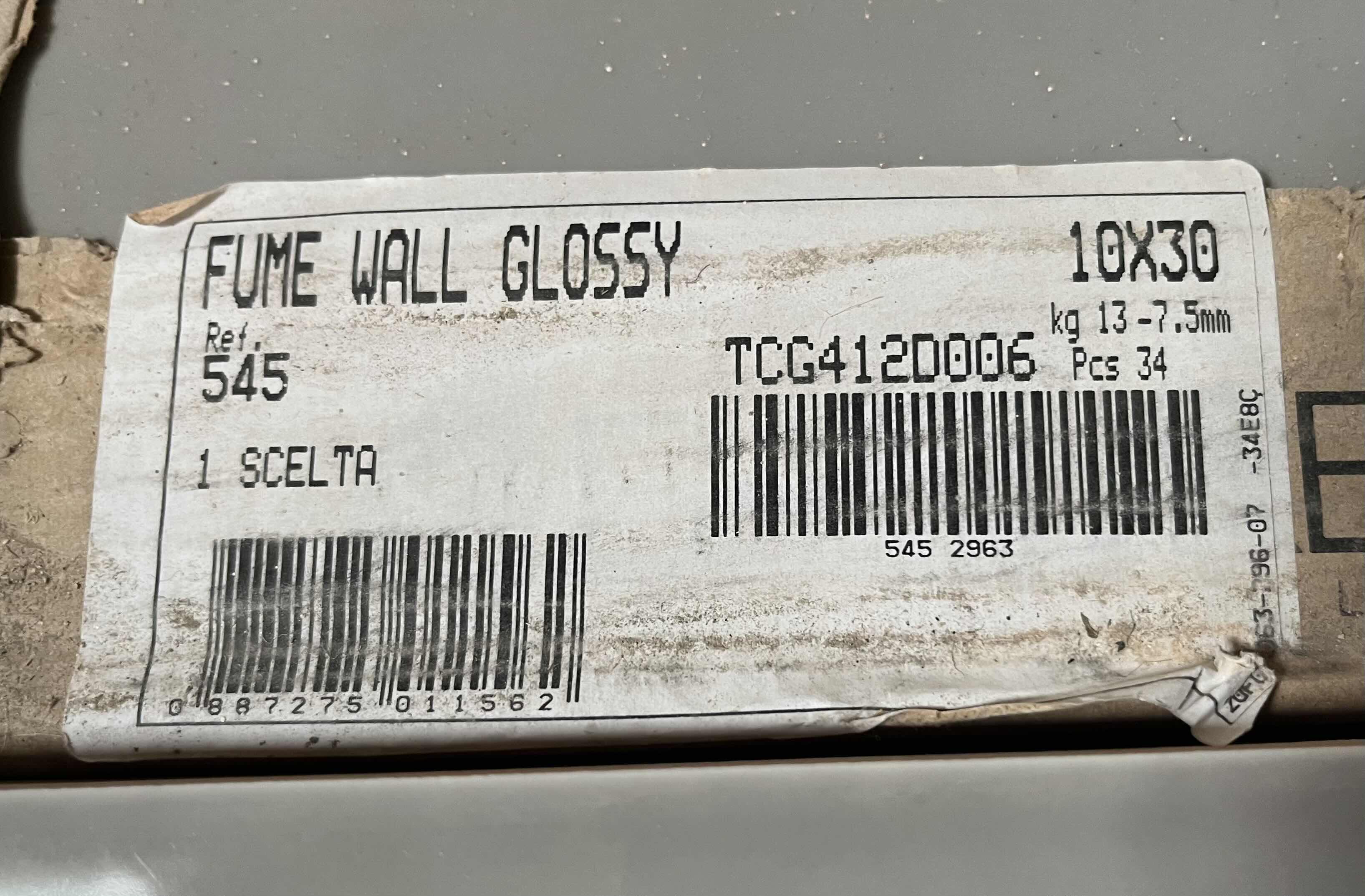 Photo 1 of FIANDRE FUME GLOSSY FINISH WALL TILE 4” X 12” (11.333SQFT PER CASE/20CASES APPROX 96.332SQFT TOTAL) READ NOTES