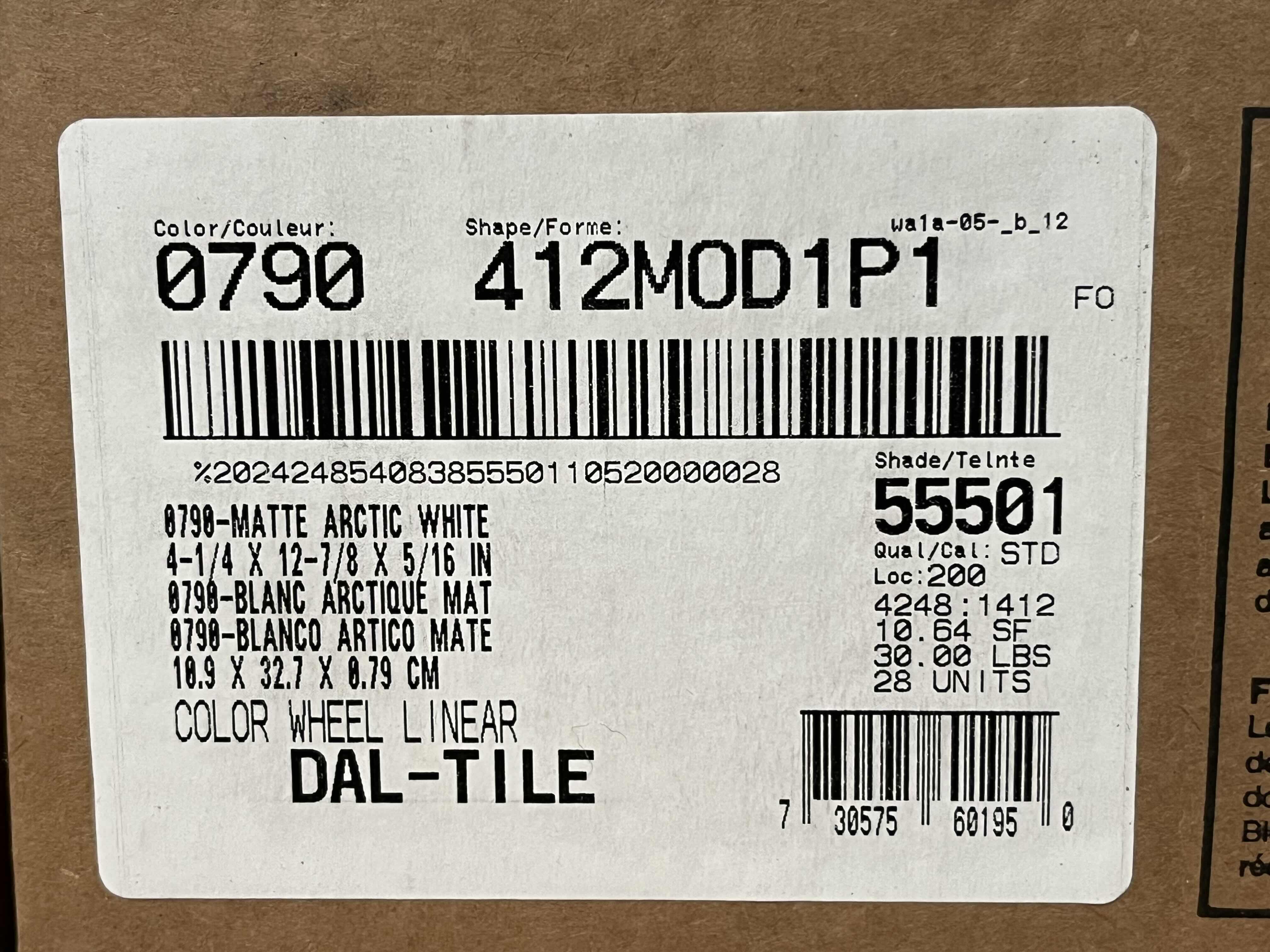 Photo 1 of DALTILE ARCTIC WHITE MATTE FINISH WALL TILE 4.25” X 13” (10.64SQFT PER CASE/22CASES APPROX 234.08SQFT TOTAL) READ NOTES