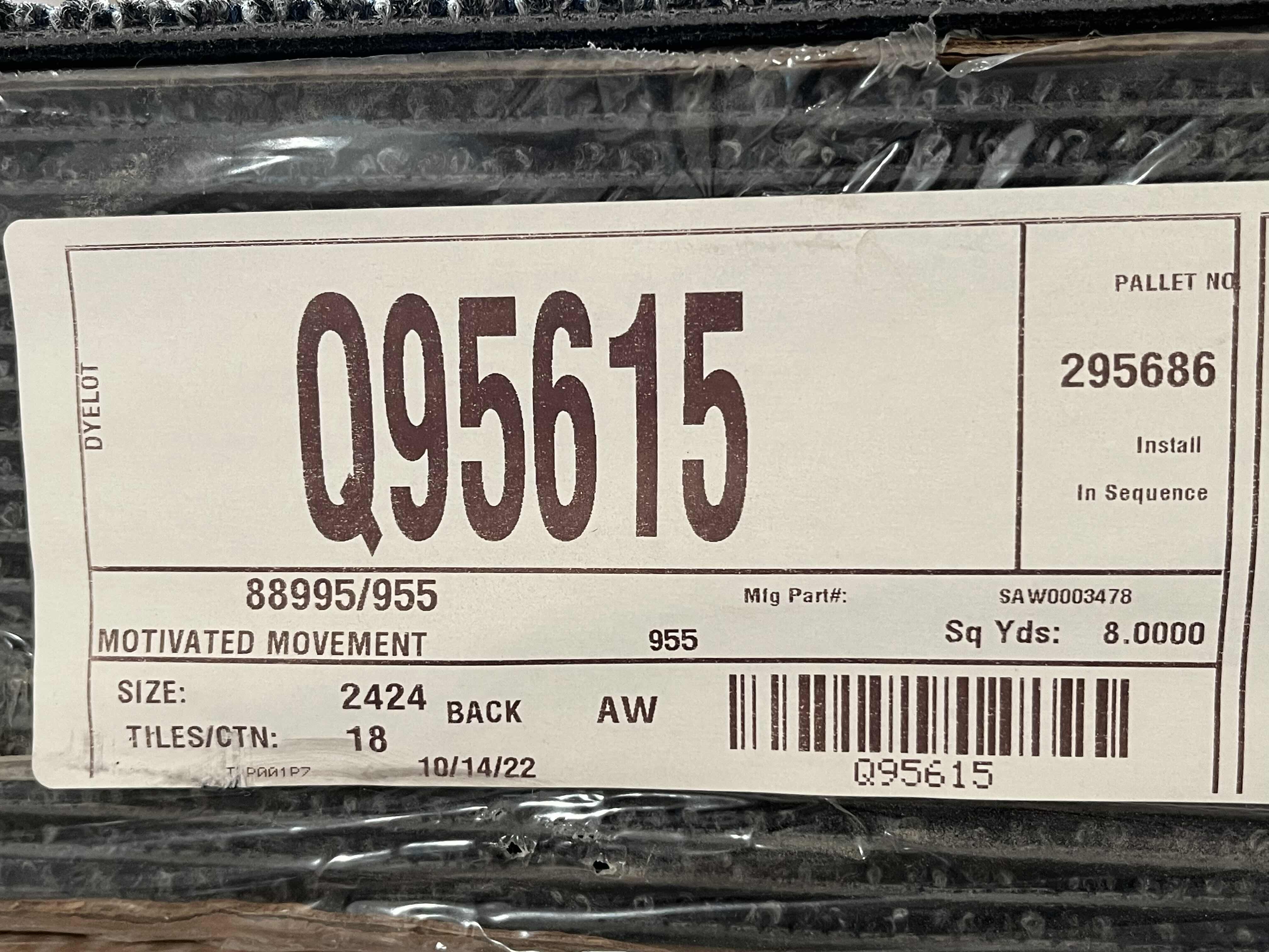 Photo 1 of MOHAWK MOTIVATED MOVEMENT HENRY FINISH CARPET TILE 24” X 24” (96SQFT PER CASE/13CASES APPROX 1248SQFT TOTAL) READ NOTES