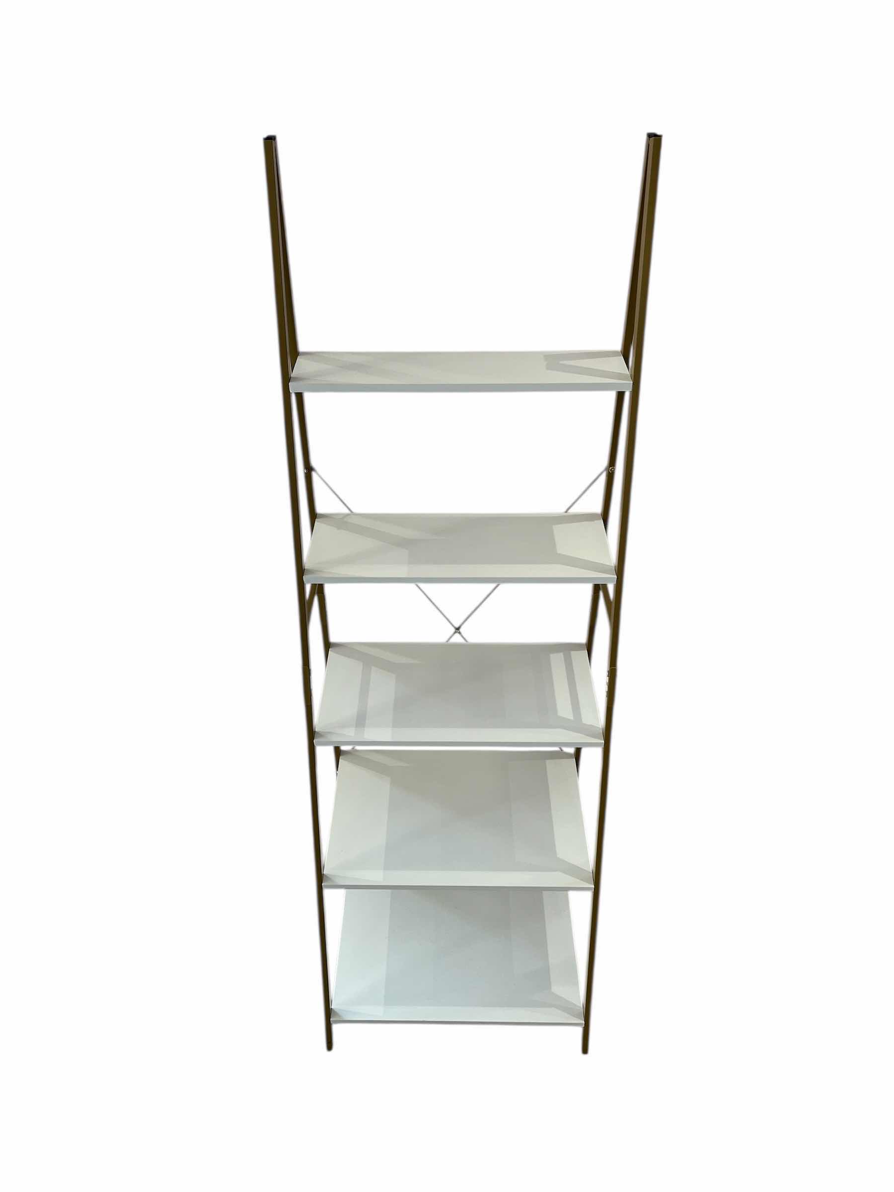 Photo 1 of WHITE & GOLD FINISH CASCADING 5 TIER SHELF 23.5” X 19” H71”