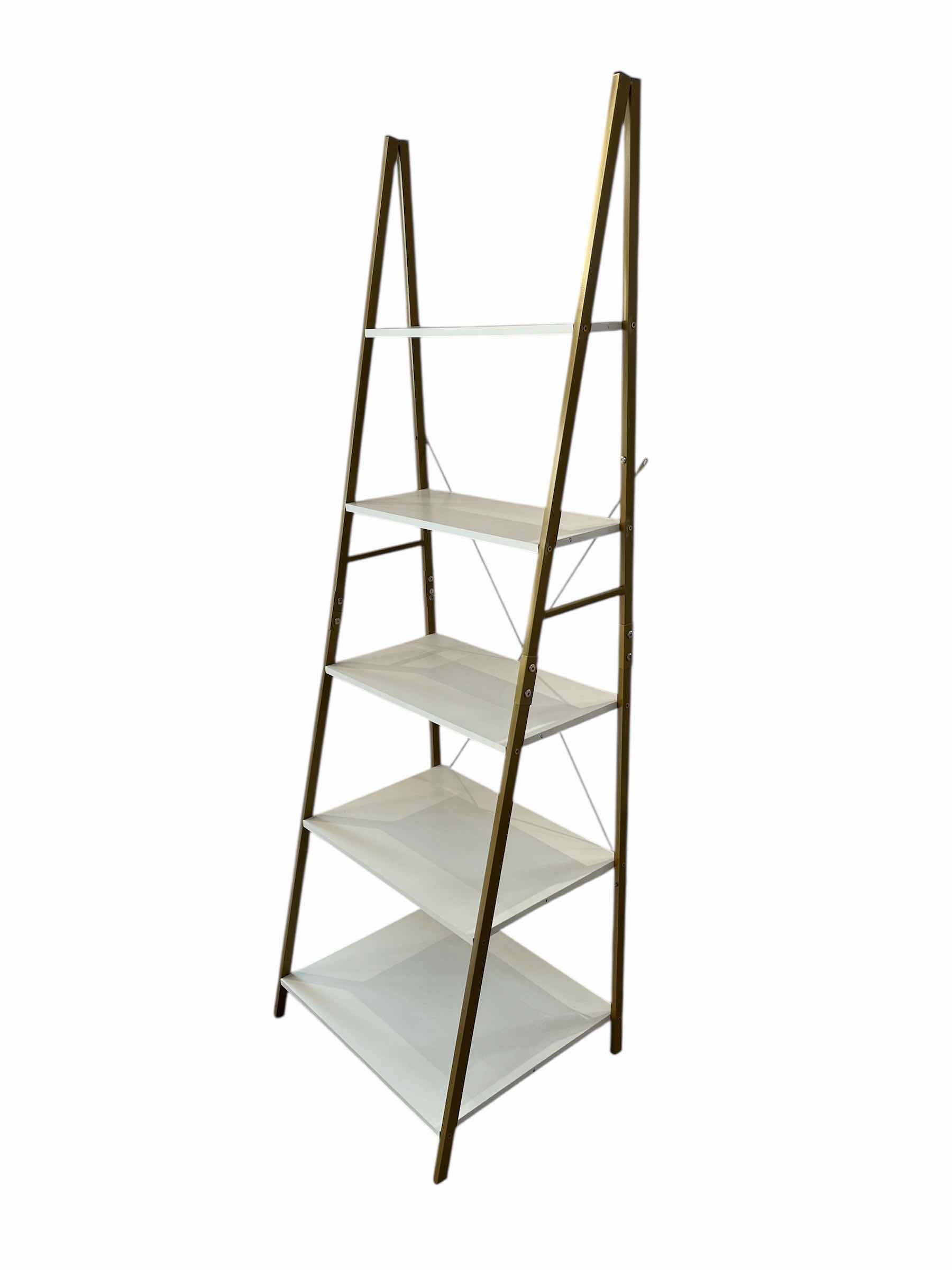 Photo 1 of WHITE & GOLD FINISH CASCADING 5 TIER SHELF 23.5” X 19” H71”