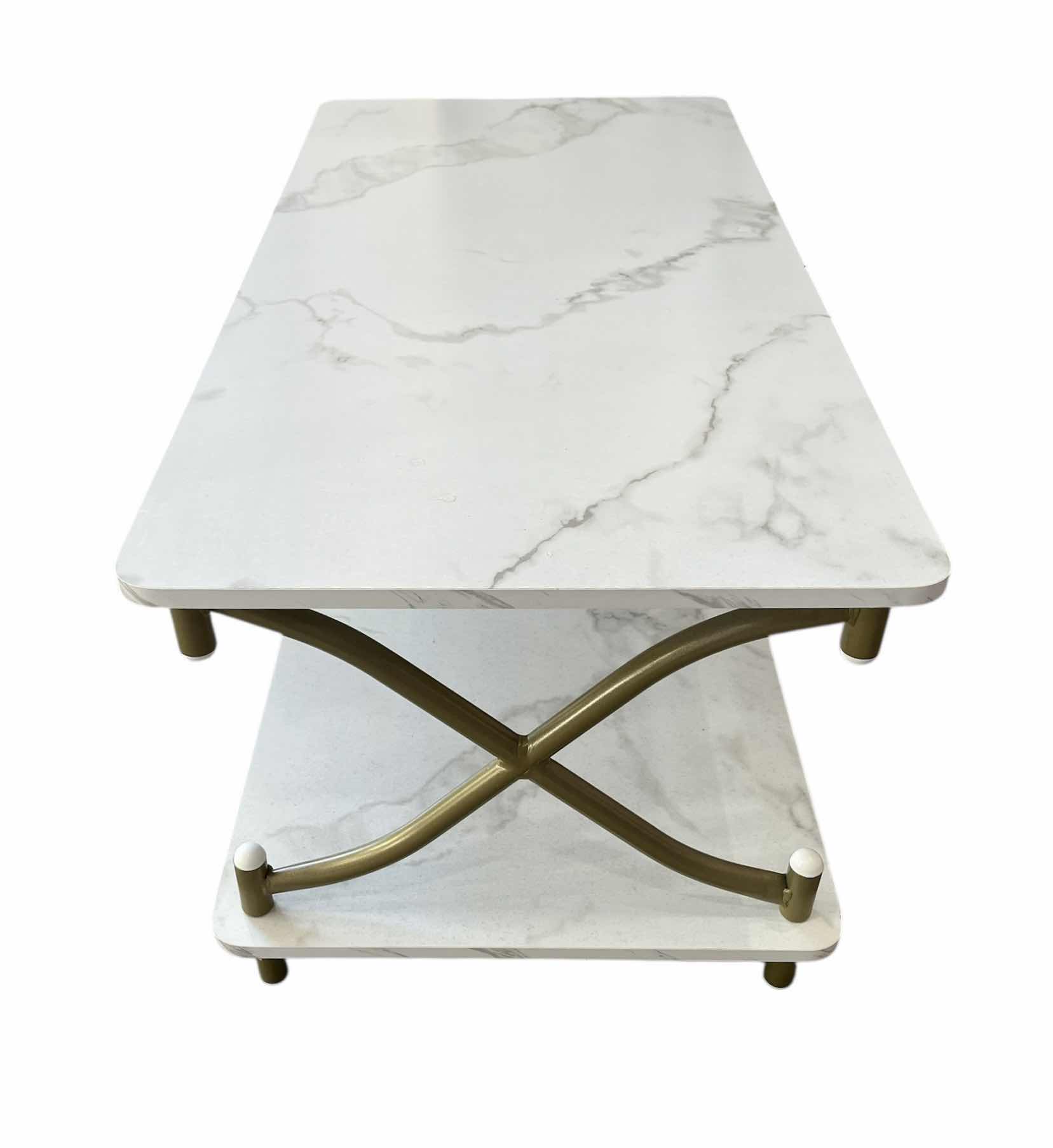 Photo 1 of MARBLE & GOLD FINISH COFFEE TABLE 39.75” X 19.75” H17.75”