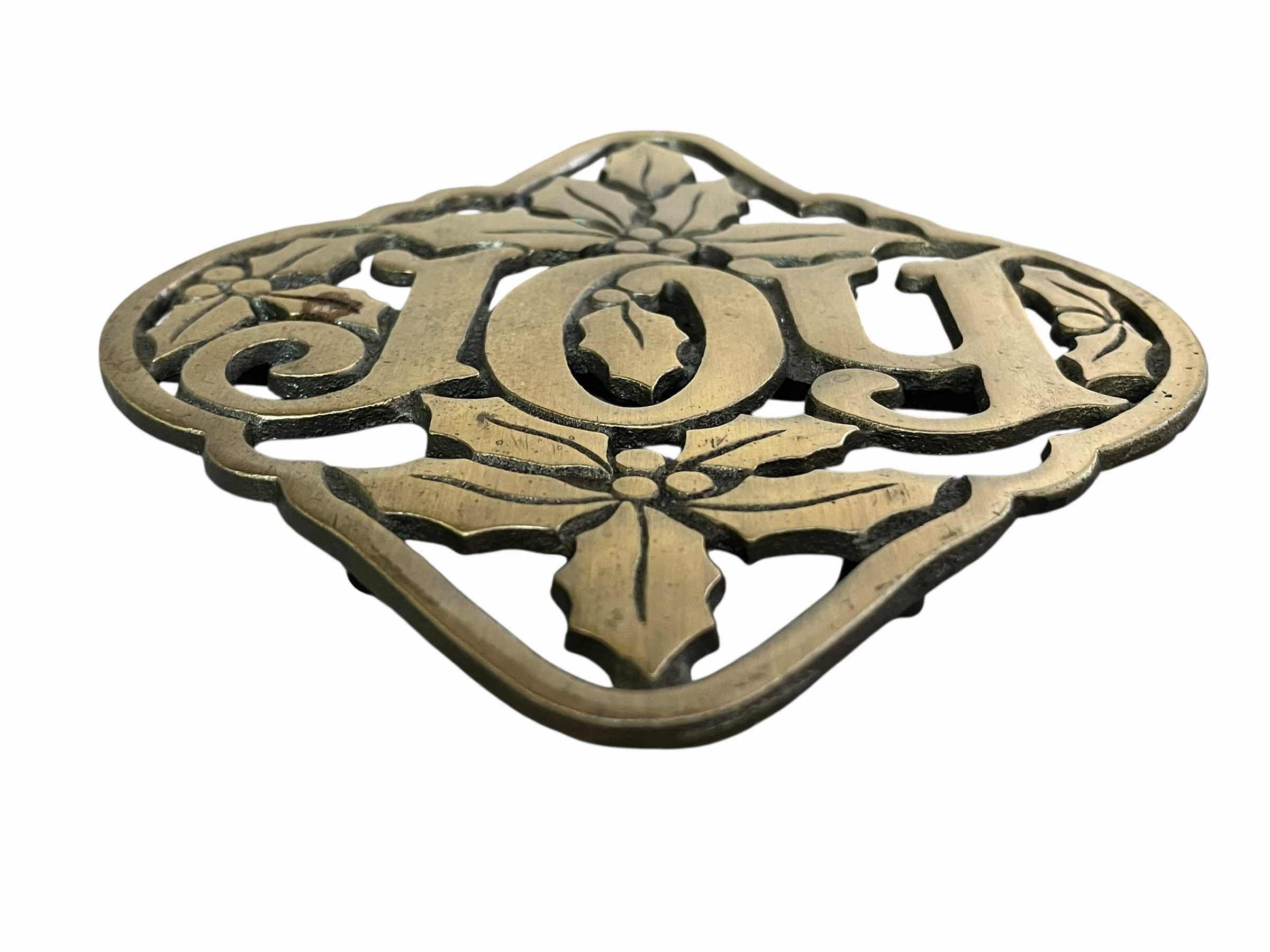 Photo 1 of BRASS CHRISTMAS JOY TRIVET 7” X 8.5”