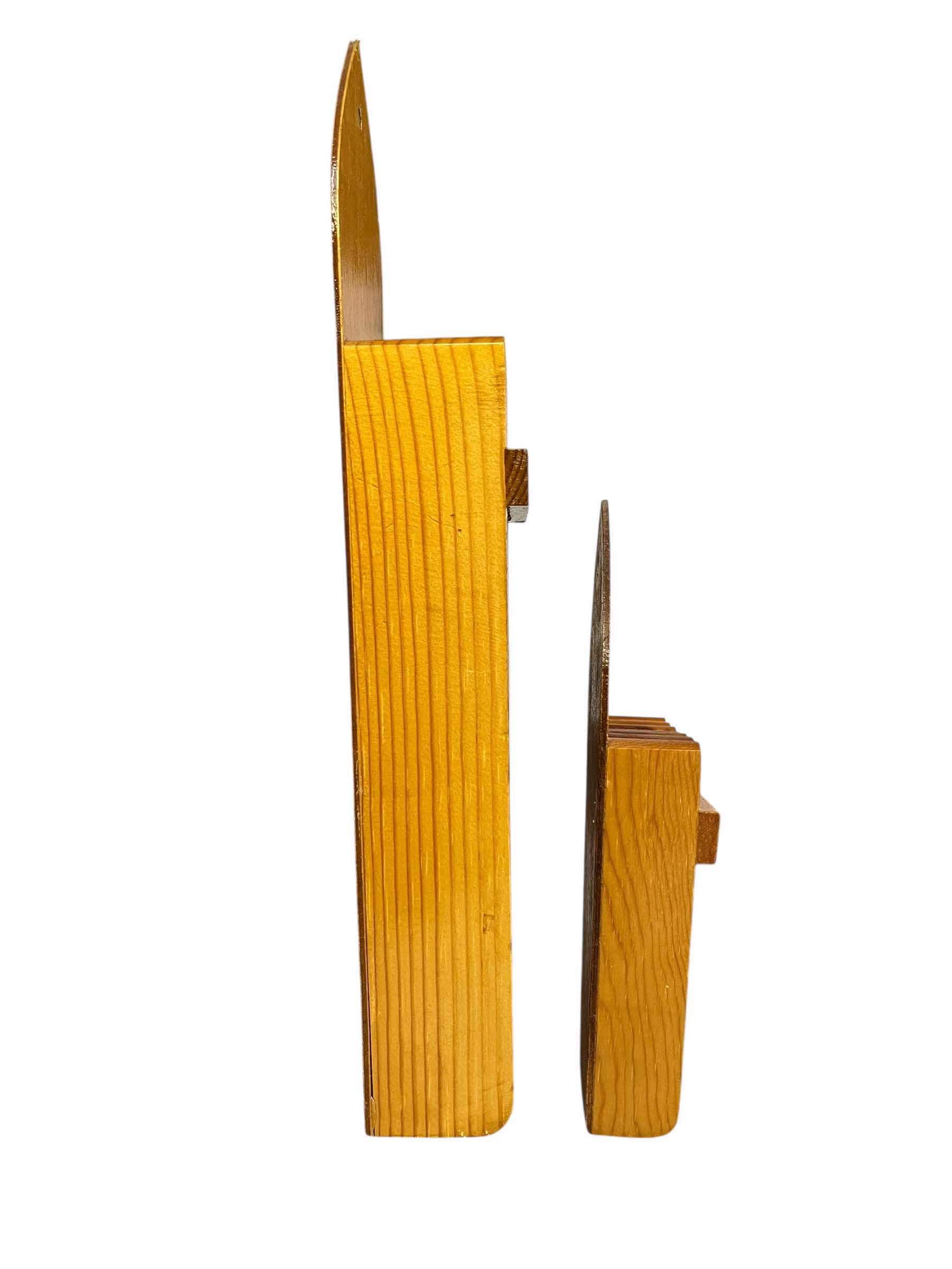 Photo 1 of KNOTTS BERRY FARM 1982 WOOD FLOWER HOLDERS (2) 4” X 1.75”/2.5” H9.5”/H16.25”