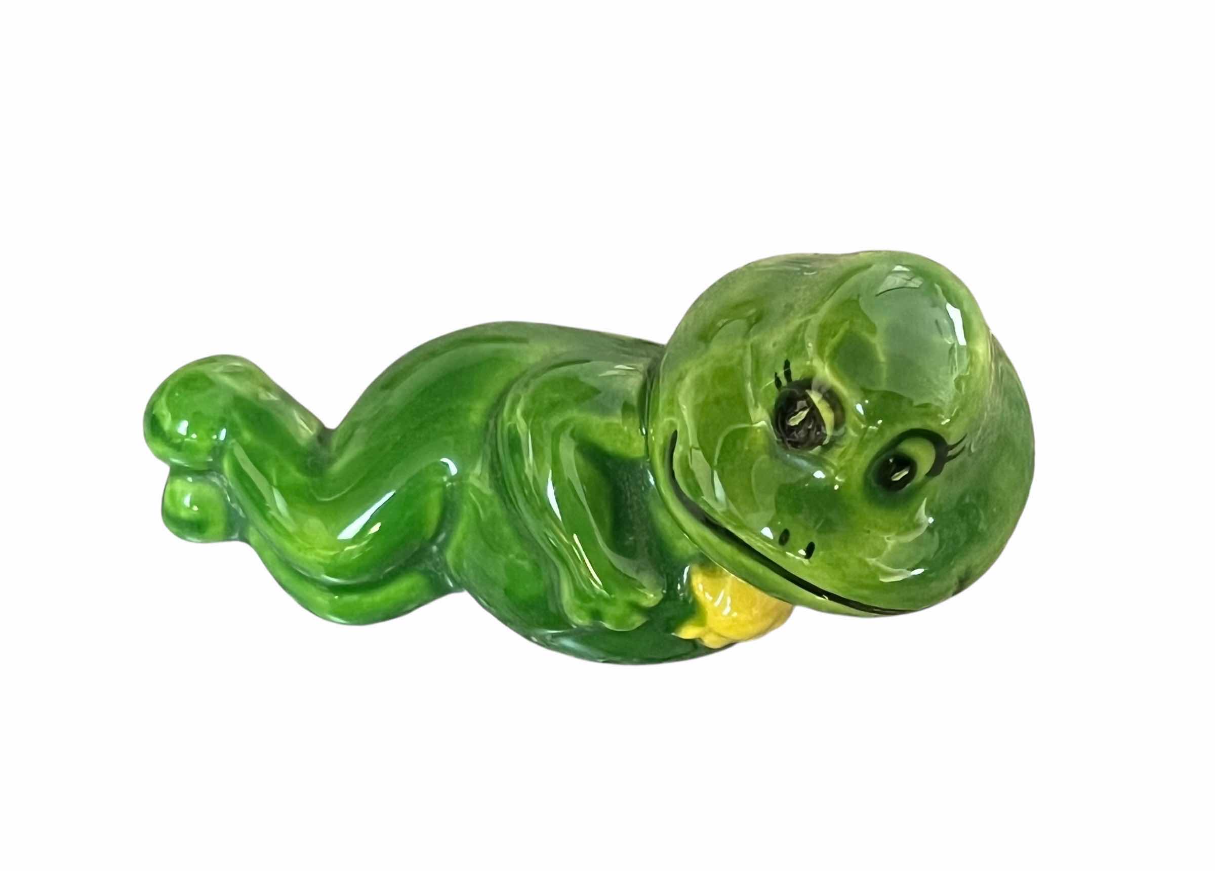 Photo 1 of LOUNGING CERAMIC FROGS SIGNED BY BETHESDA FERN ENSLEY 1987 4” X 2.25”