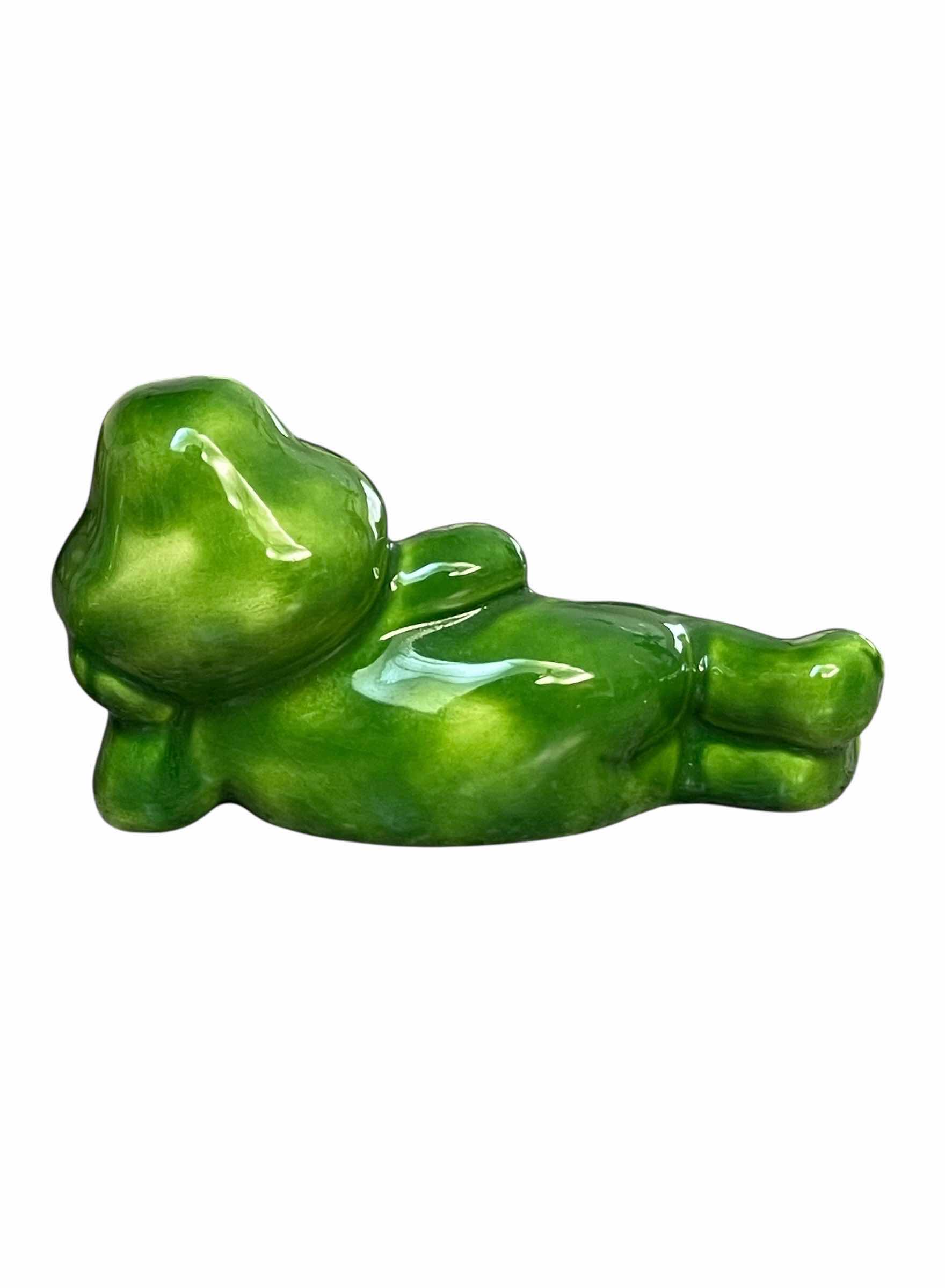 Photo 1 of LOUNGING CERAMIC FROGS SIGNED BY BETHESDA FERN ENSLEY 1987 4” X 2.25”