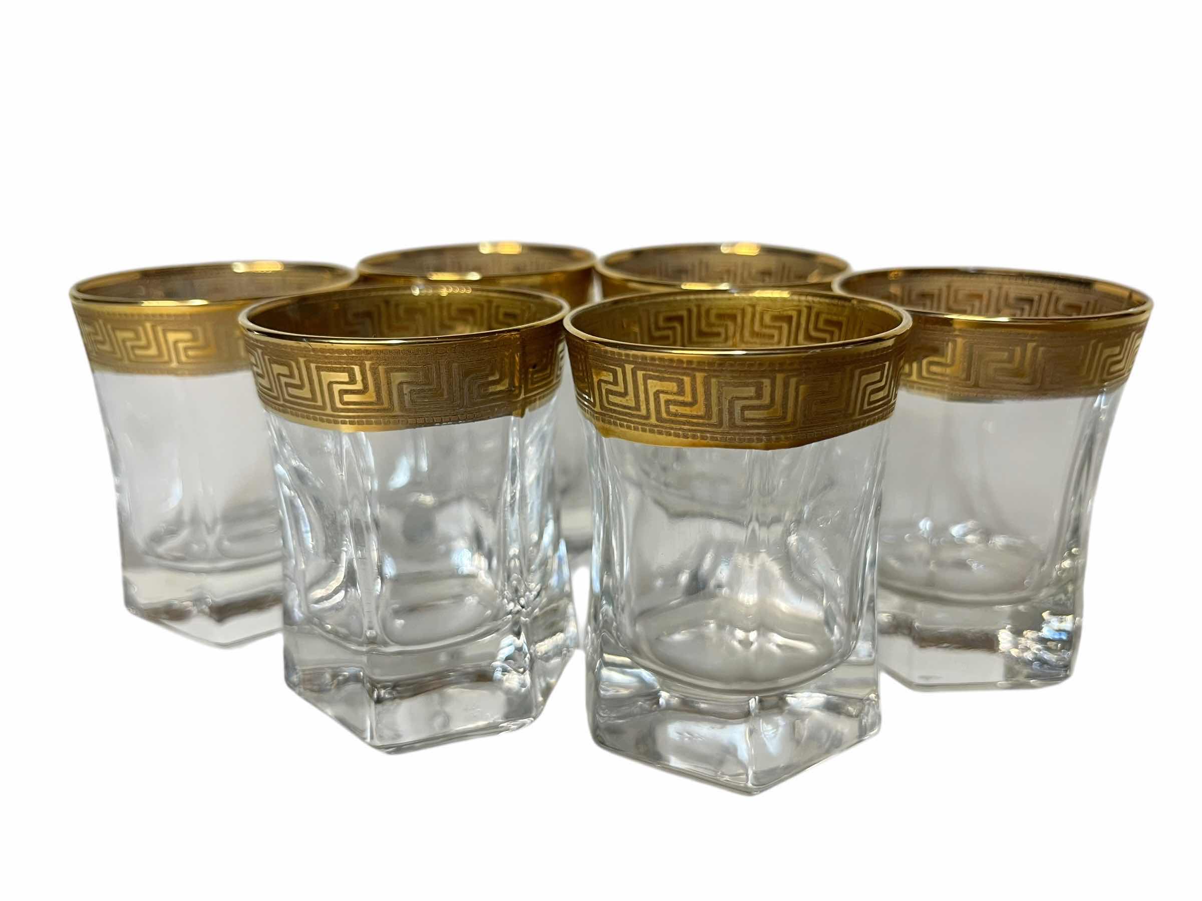 Photo 1 of LORREN HOME TRENDS FLORENCE CORDIAL 24K GOLD PLATED TRIM SHOT GLASSES (6)