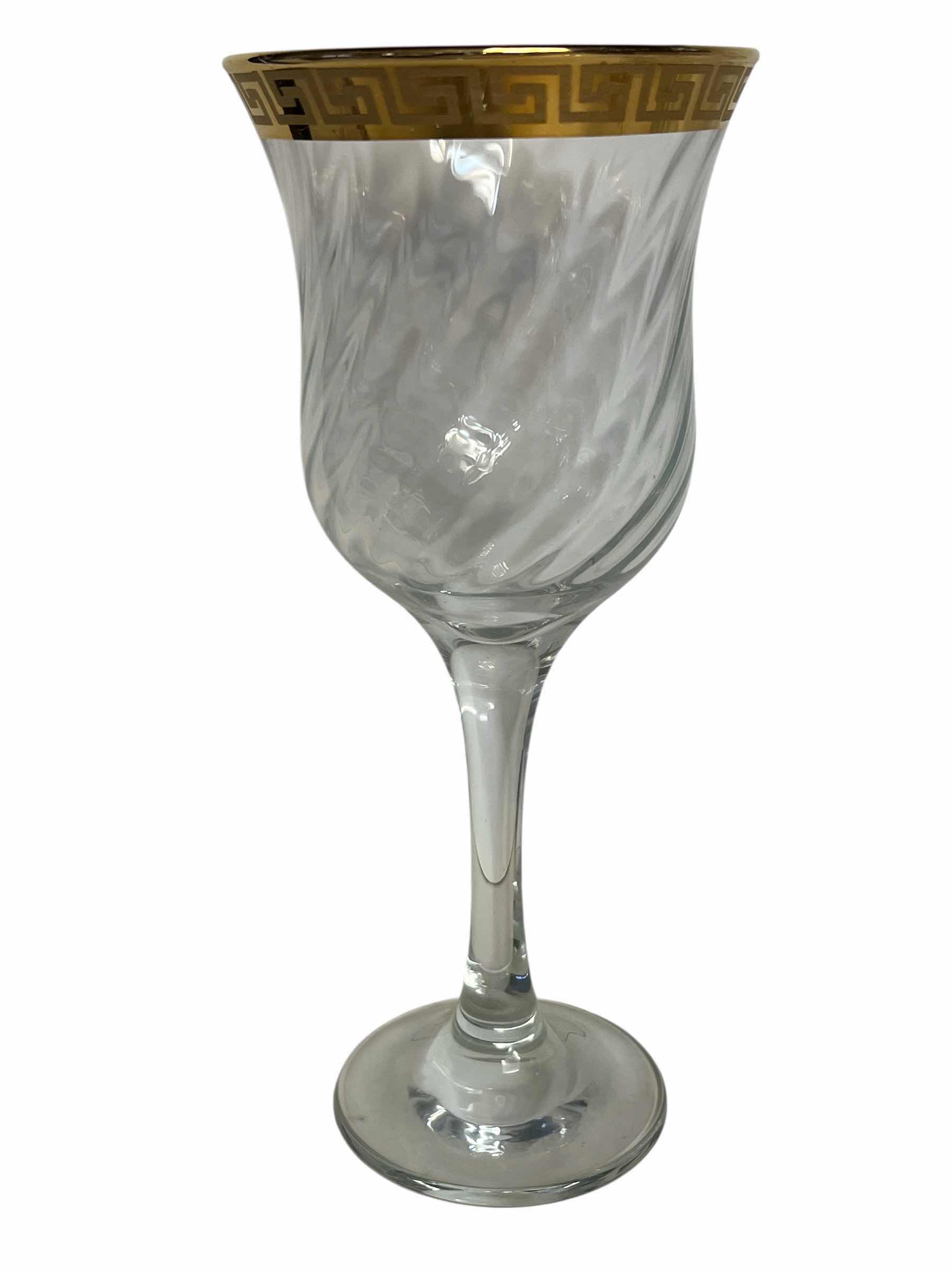Photo 1 of LORREN HOME TRENDS FLORENCE CORDIAL 24K GOLD PLATED TRIM WINE GLASSES (6) H7.5”