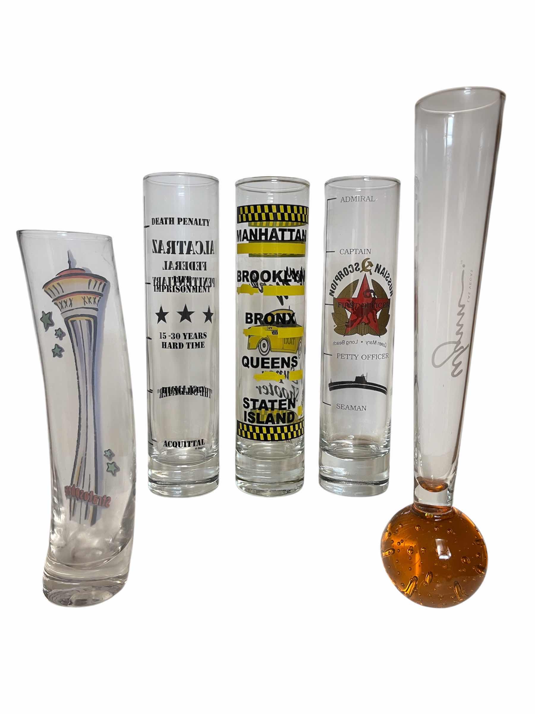 Photo 1 of LAS VEGAS, CALIFORNIA & NEW YORK THEMED OVERSIZE SHOT GLASSES (5)