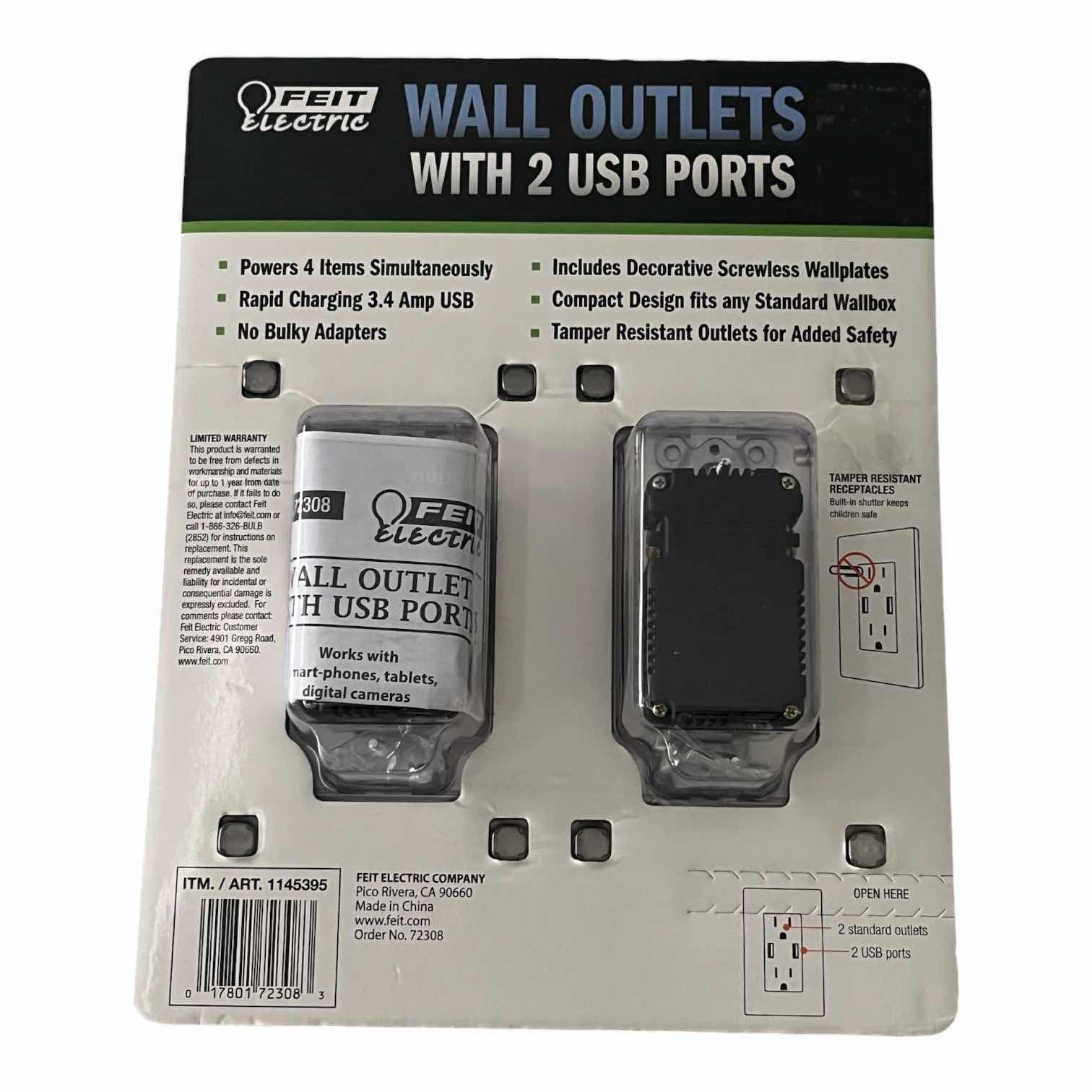Photo 1 of NIP FEIT ELECTRIC USB PORT WALL OUTLET