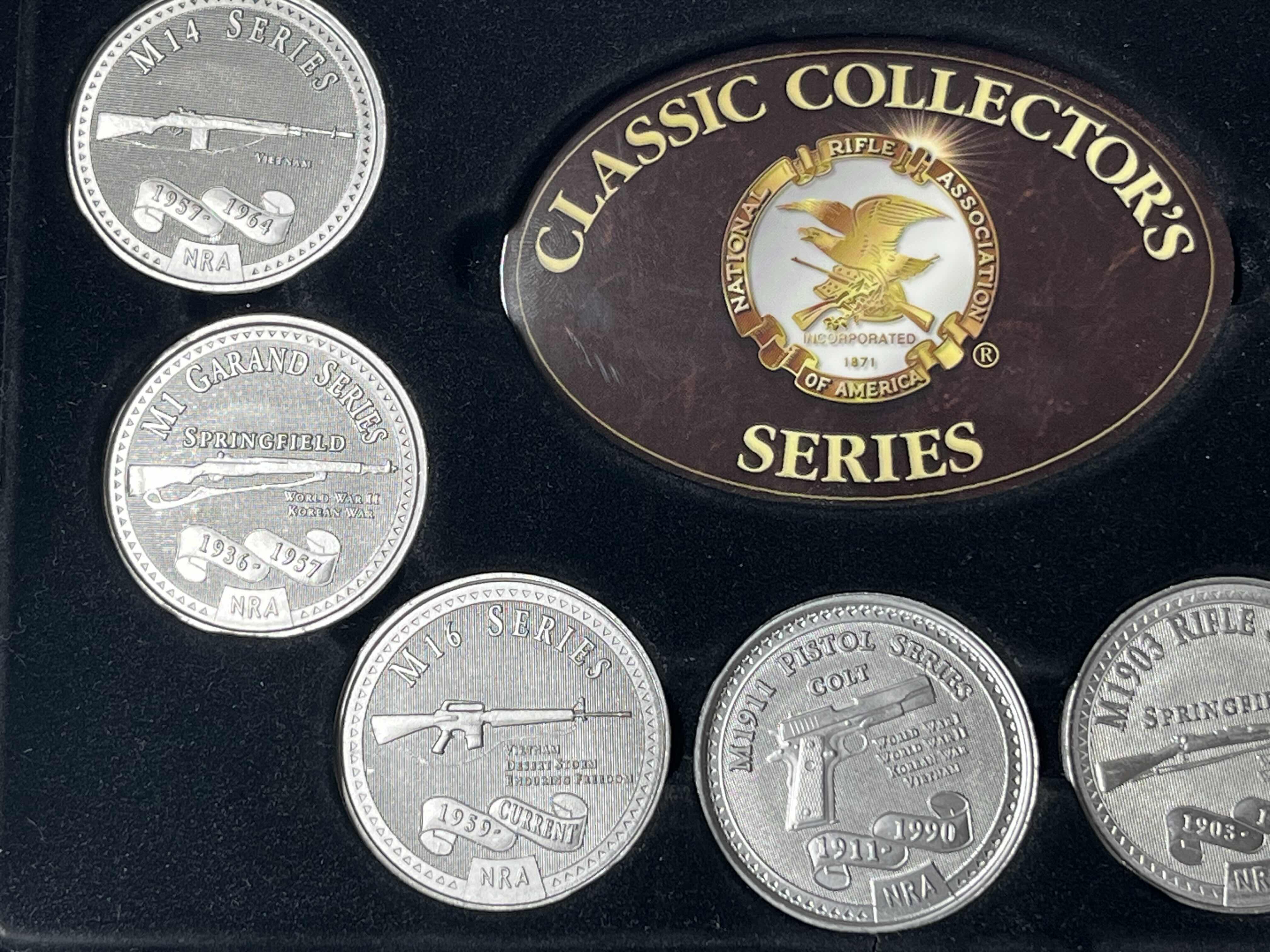 Photo 1 of NEW NRA CLASSIC COLLECTORS FIREARM SERIES COMMEMORATIVE 7 COIN SET