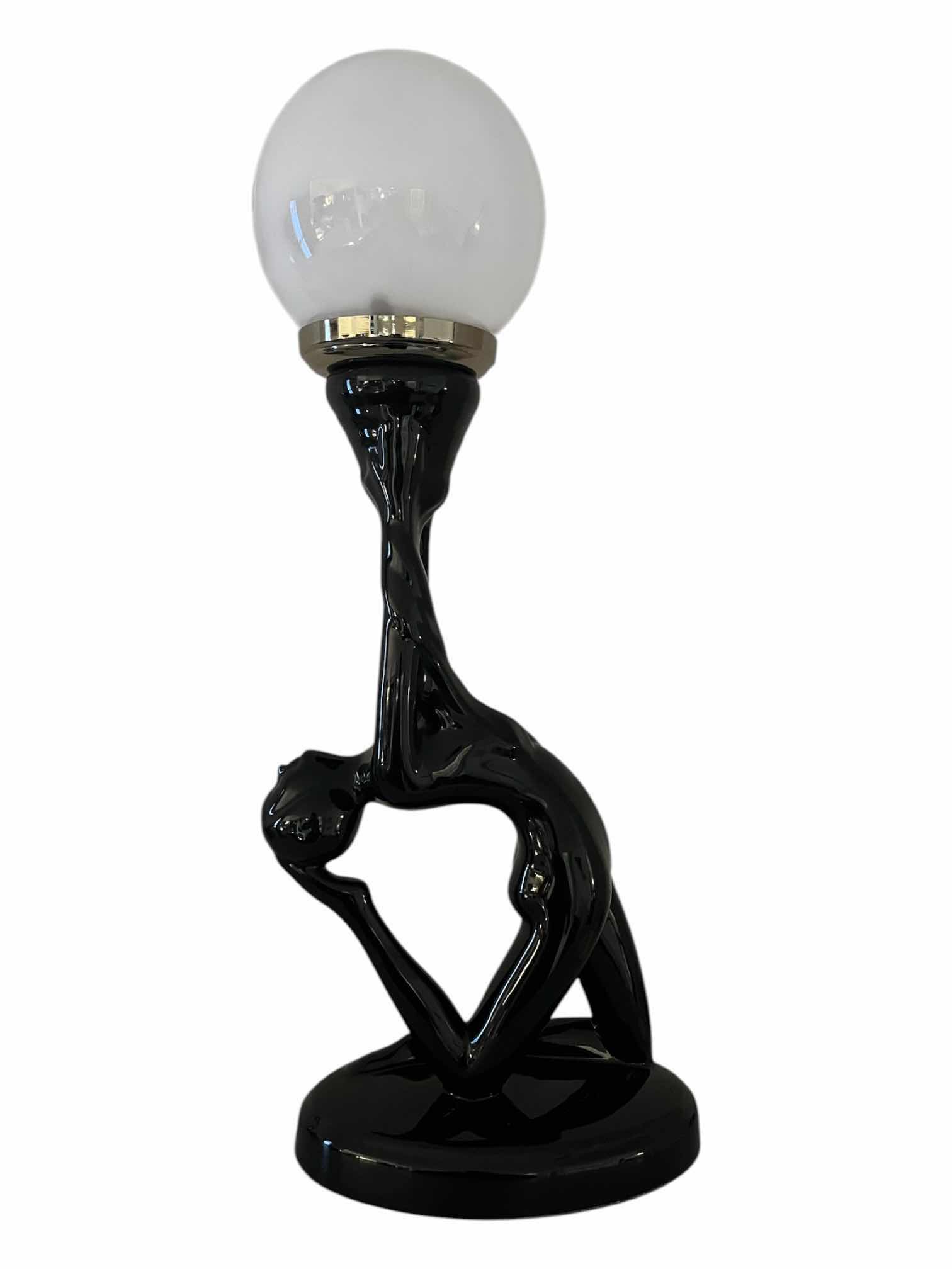Photo 1 of ART DECO CERAMIC NUDE WOMAN HOLDING GLOBE DECOR 8.5” X 5” H22”