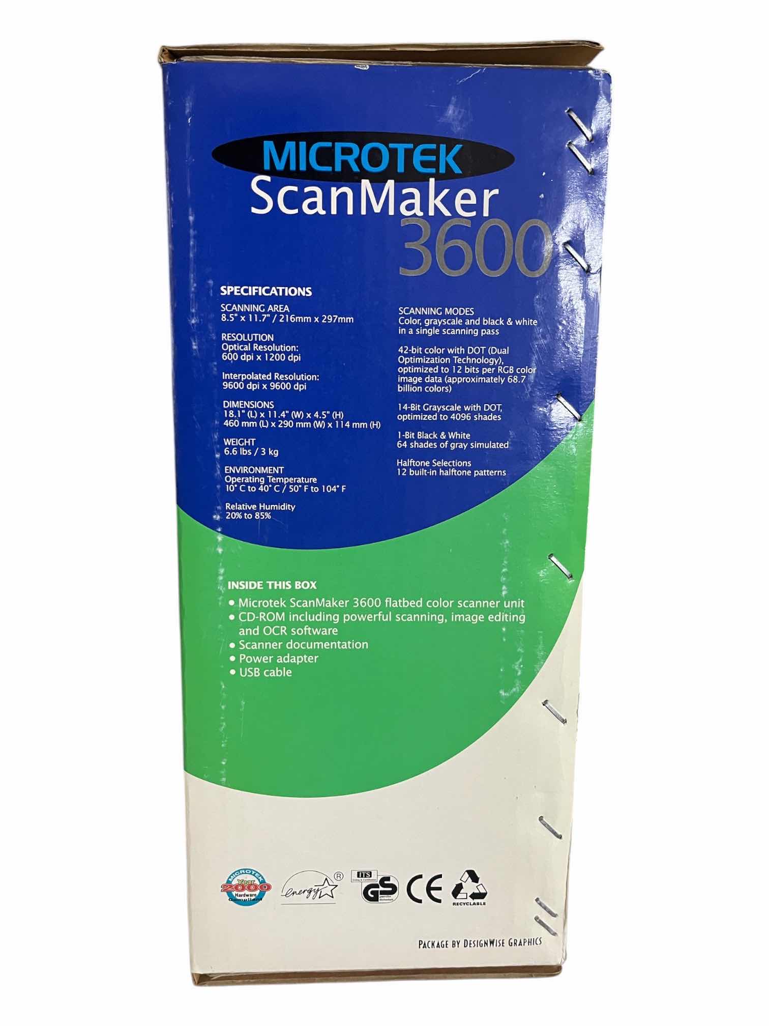 Photo 1 of MICROTEK SCANMAKER 3600 FLATBED SCANNER