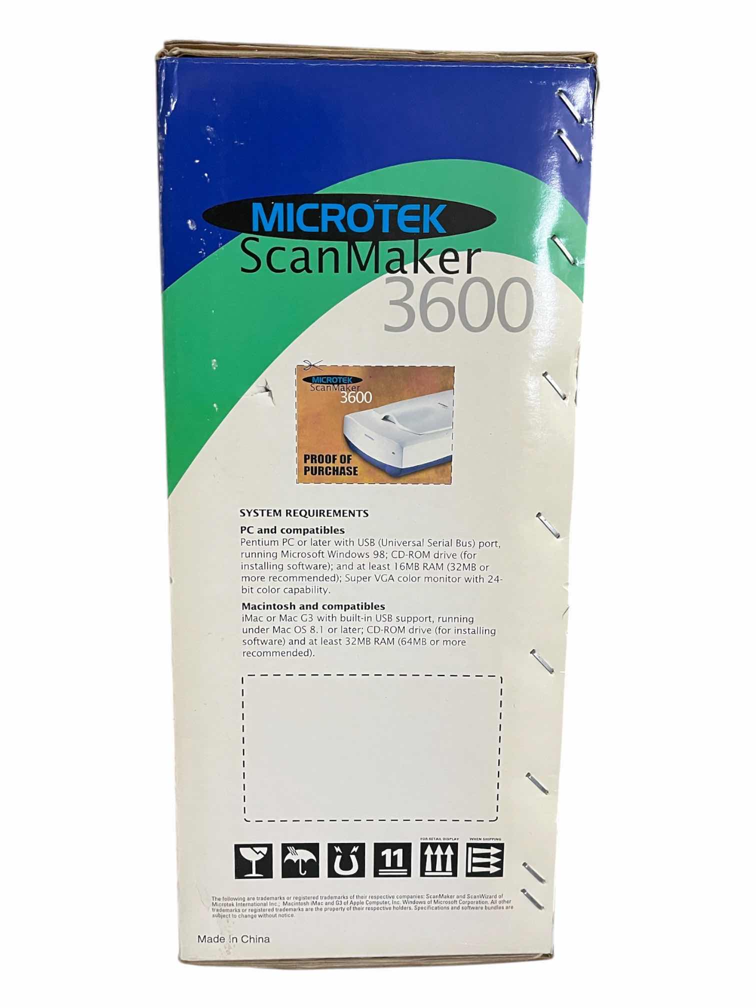 Photo 1 of MICROTEK SCANMAKER 3600 FLATBED SCANNER