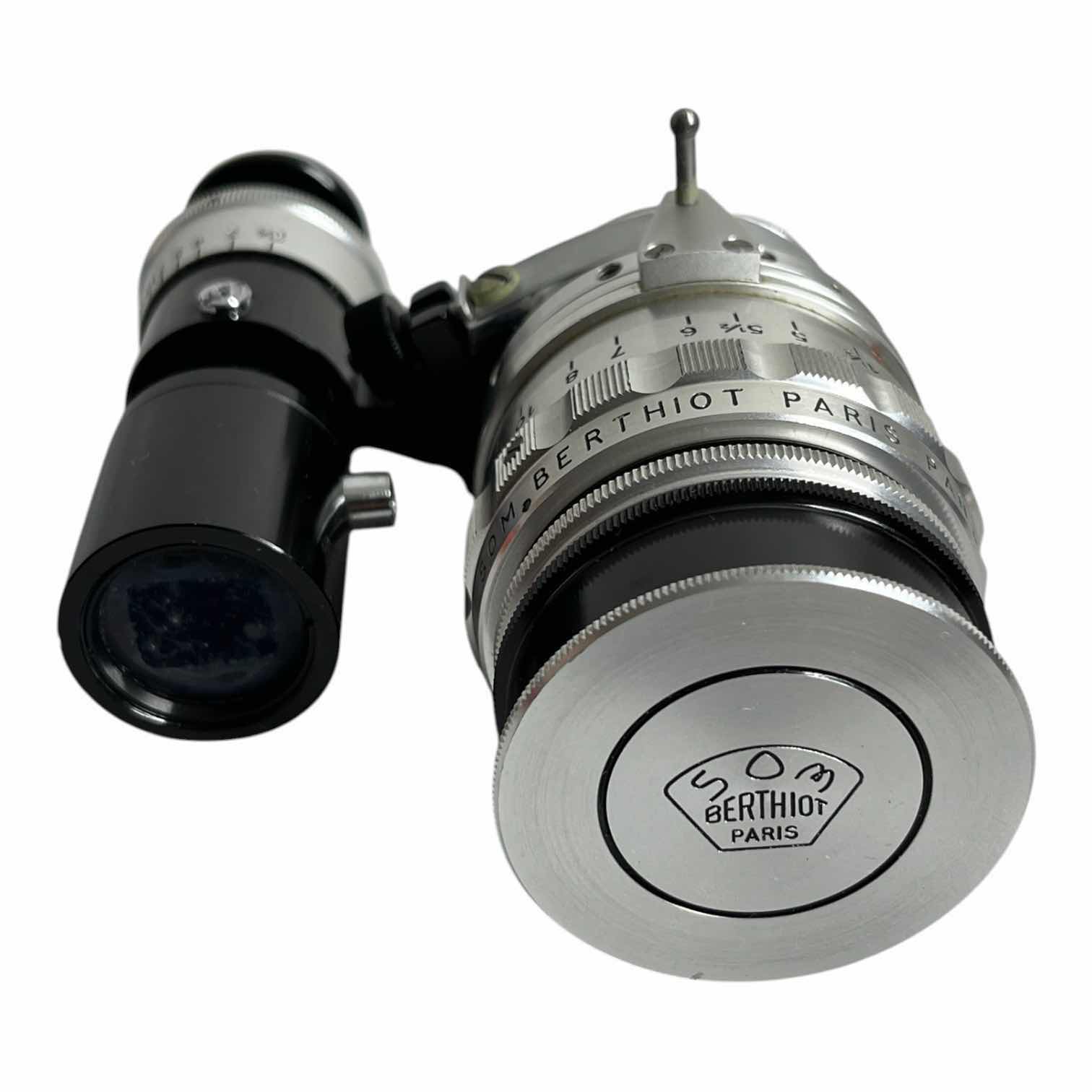 Photo 1 of SOM BERTHIOT PARIS PAN-CINOR 1:2.8 F12 36MM CINE ZOOM LENS W ORIGINAL MANUAL & STAND